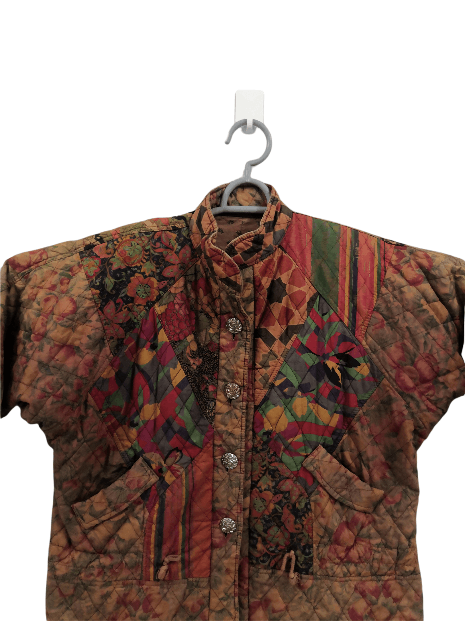 Handmade Custom Floral Quilted Upcycled Bomber Jacket Size US L / EU 52-54 / 3 - 2 Thumbnail
