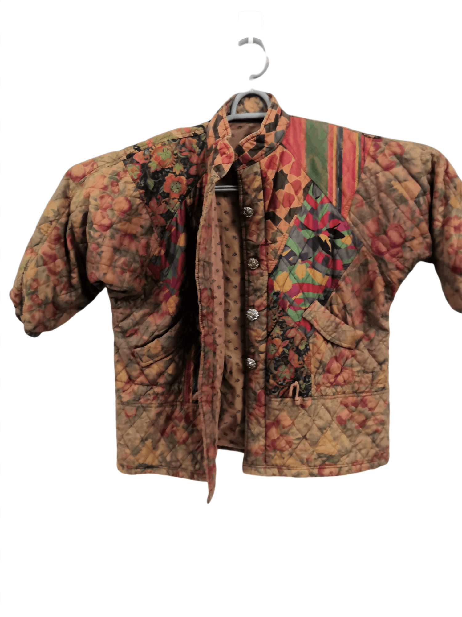 Handmade Custom Floral Quilted Upcycled Bomber Jacket Size US L / EU 52-54 / 3 - 6 Thumbnail