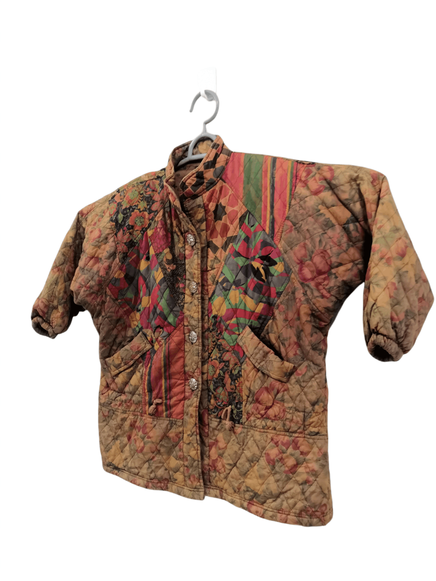 Handmade Custom Floral Quilted Upcycled Bomber Jacket Size US L / EU 52-54 / 3 - 3 Thumbnail
