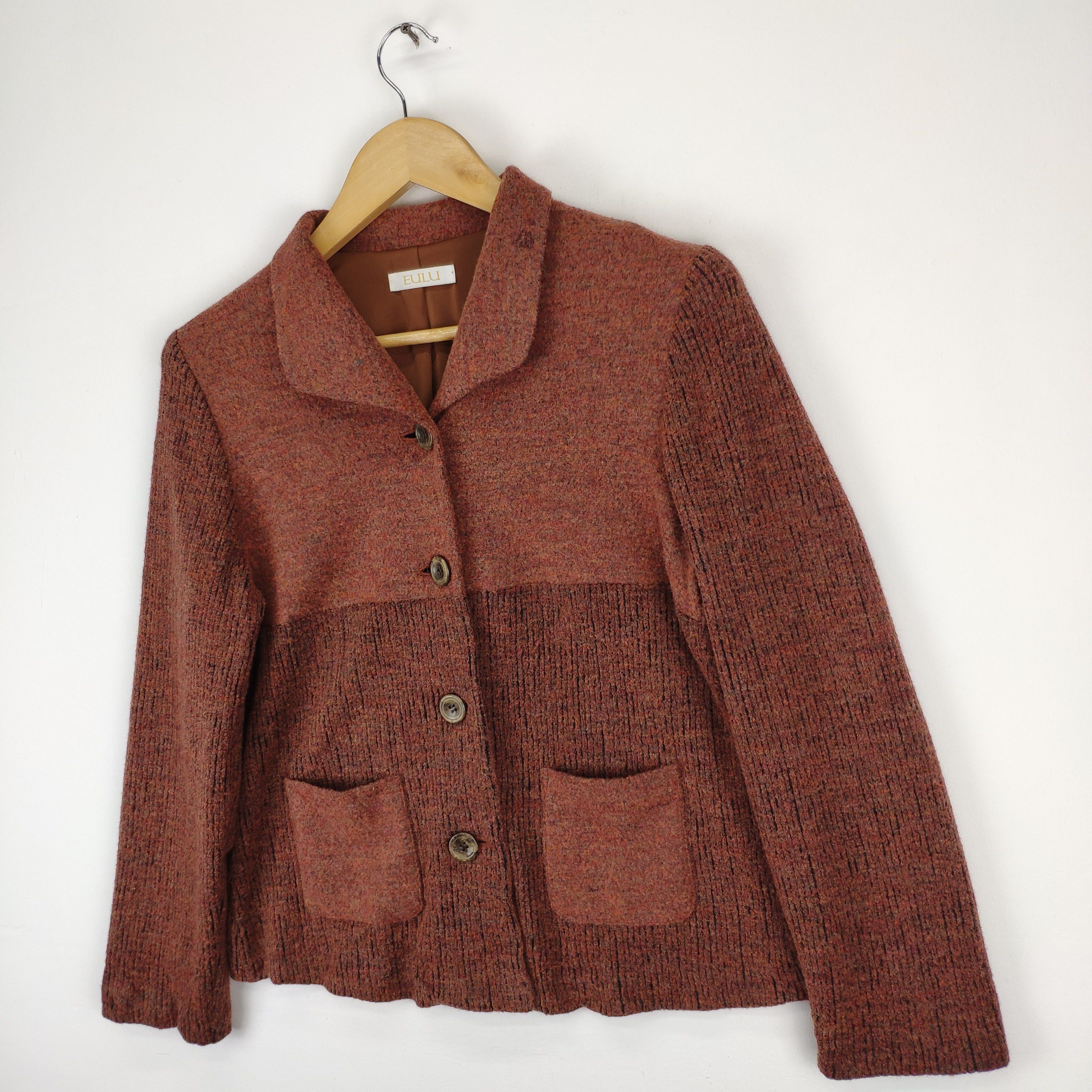 Japanese Brand × Vintage 🇯🇵 Vintage 1990s Wool Cardigan Button Up EULU Size S / US 4 / IT 40 - 6 Thumbnail