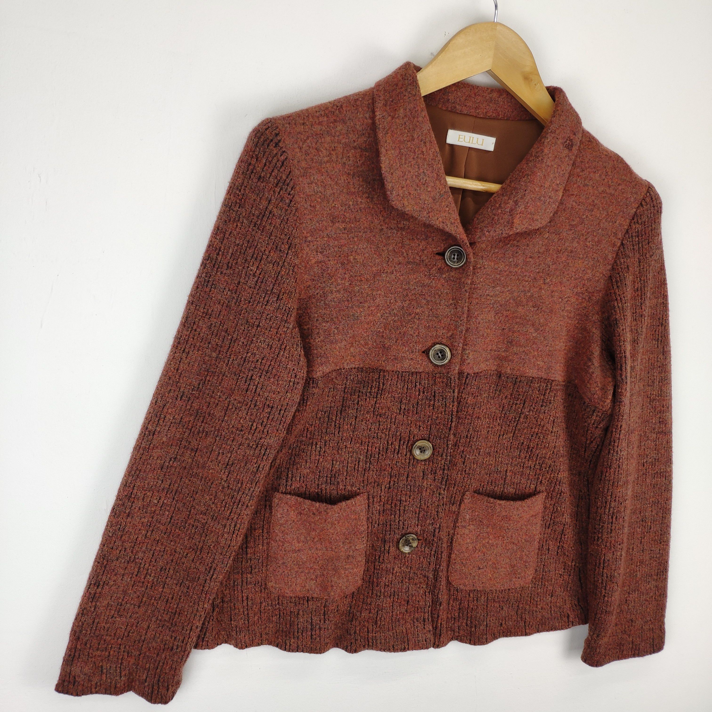 Japanese Brand × Vintage 🇯🇵 Vintage 1990s Wool Cardigan Button Up EULU Size S / US 4 / IT 40 - 7 Thumbnail