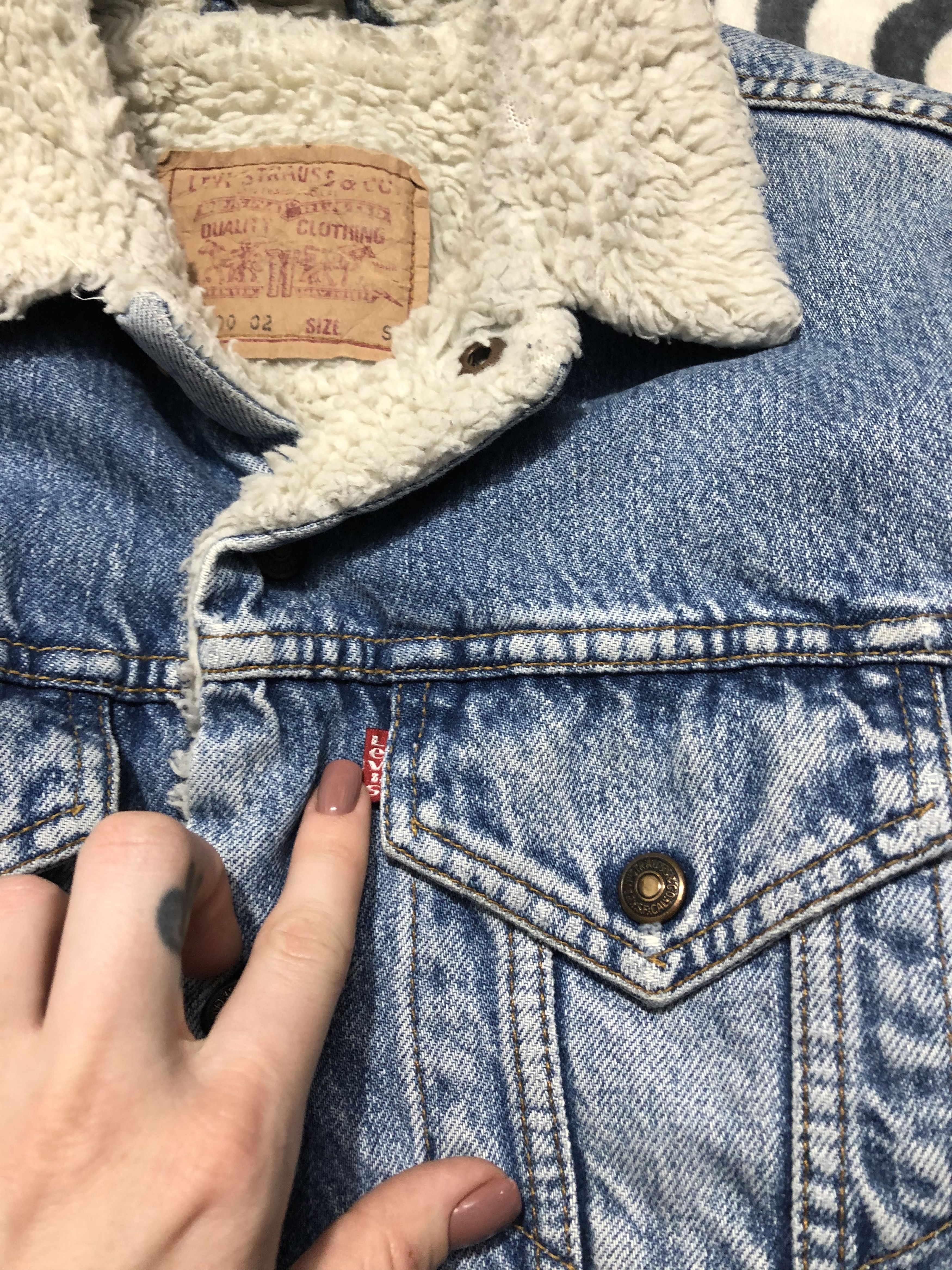 Levi's Levis Vintage Washed Denim Sherpa Jacket Size US S / EU 44-46 / 1 - 5 Thumbnail