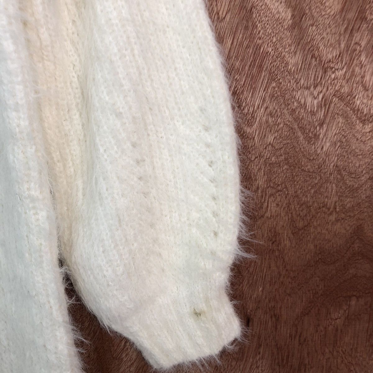 Homespun Knitwear DLL Freesia White Mohair Shag Shaggy Knitwear #c426 Size US L / EU 52-54 / 3 - 4 Thumbnail