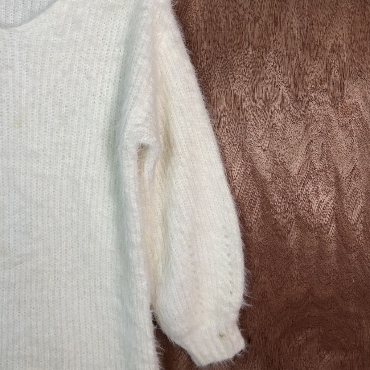 Homespun Knitwear DLL Freesia White Mohair Shag Shaggy Knitwear #c426 Size US L / EU 52-54 / 3 - 5 Thumbnail