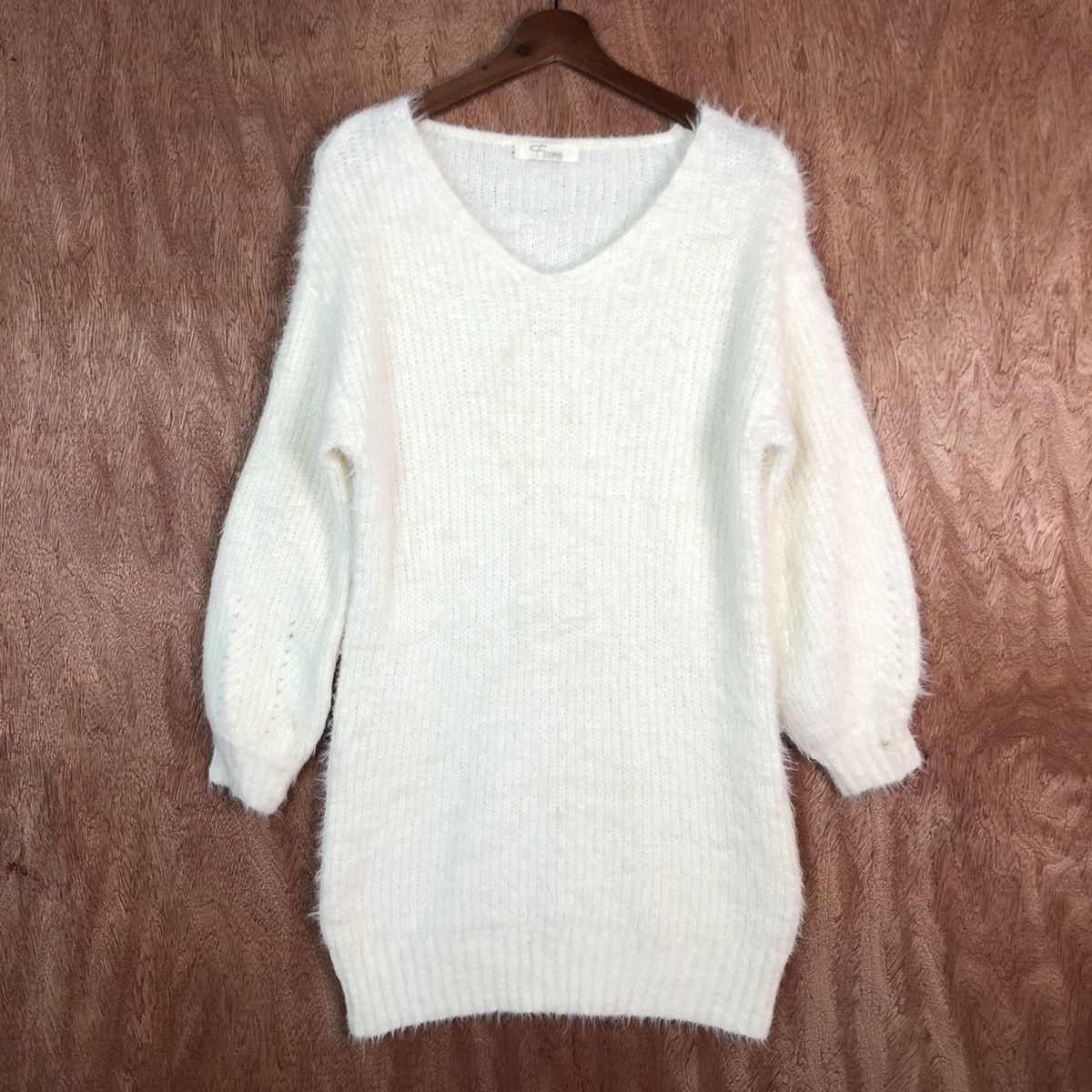 DLL Freesia White Mohair Shag Shaggy Knitwear #c426