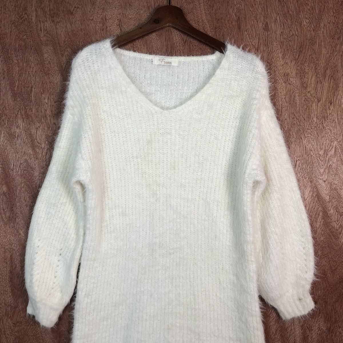Homespun Knitwear DLL Freesia White Mohair Shag Shaggy Knitwear #c426 Size US L / EU 52-54 / 3 - 2 Thumbnail