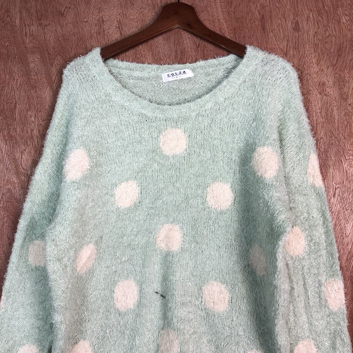 Homespun Knitwear DLL Colza LightGreen Mohair Shag Shaggy Knitwear #C370 Size L / US 10 / IT 46 - 2 Thumbnail