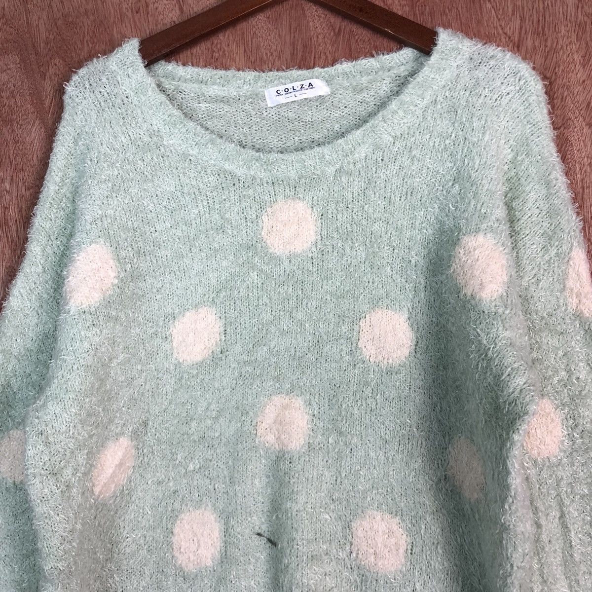 Homespun Knitwear DLL Colza LightGreen Mohair Shag Shaggy Knitwear #C370 Size L / US 10 / IT 46 - 8 Thumbnail