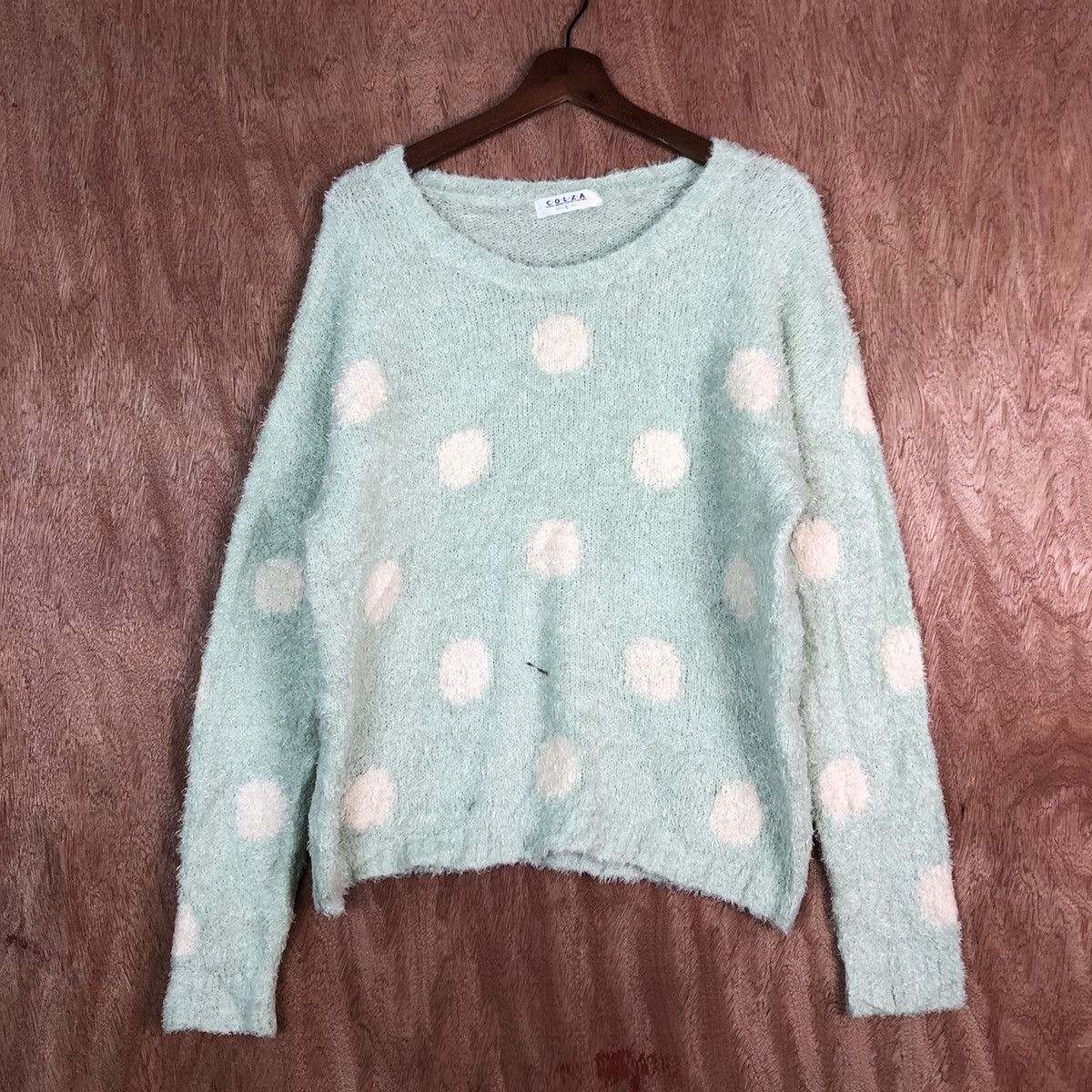 Homespun Knitwear DLL Colza LightGreen Mohair Shag Shaggy Knitwear #C370 Size L / US 10 / IT 46 - 1 Thumbnail