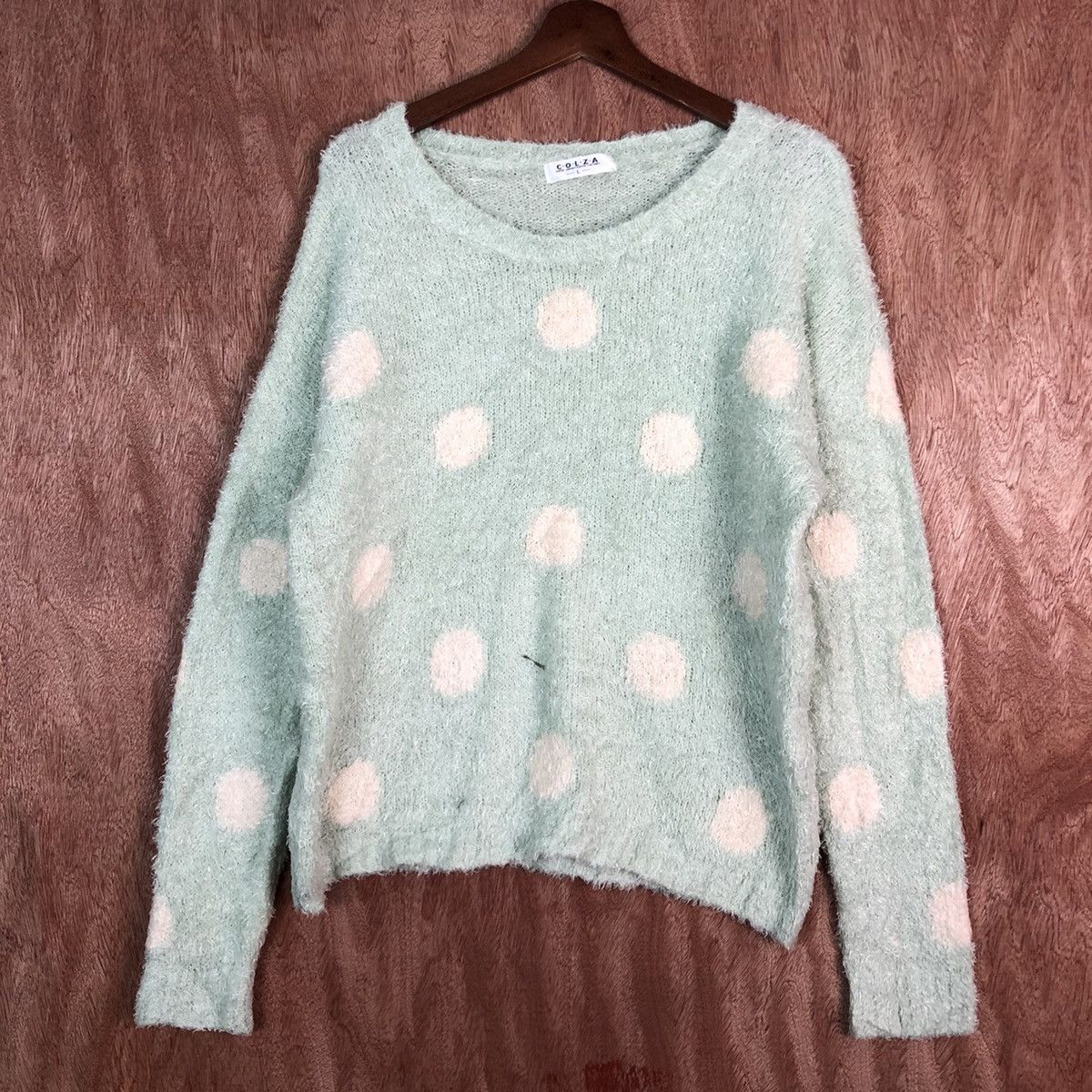 Homespun Knitwear DLL Colza LightGreen Mohair Shag Shaggy Knitwear #C370 Size L / US 10 / IT 46 - 3 Thumbnail