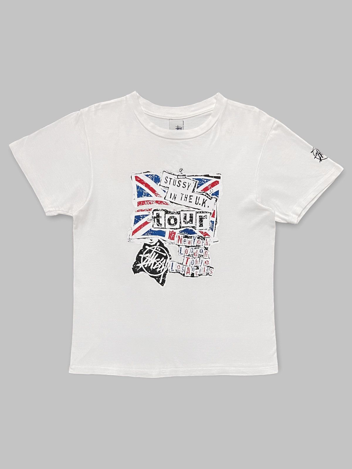 ☆【希少・美品】Stussy IN THE U.K. tour Tee 90s☆ STUSSY x SEX PISTOLS T Shirt Vintage 90s Tour In The U.K.