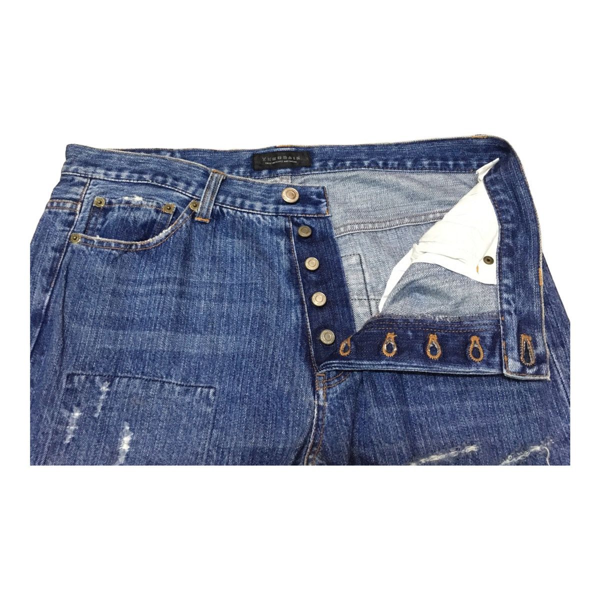 If Six Was Nine × Japanese Brand Rare Design Vintage Brand Zerosail Sashiko Boro Jeans 1990s Size US 33 - 7 Thumbnail