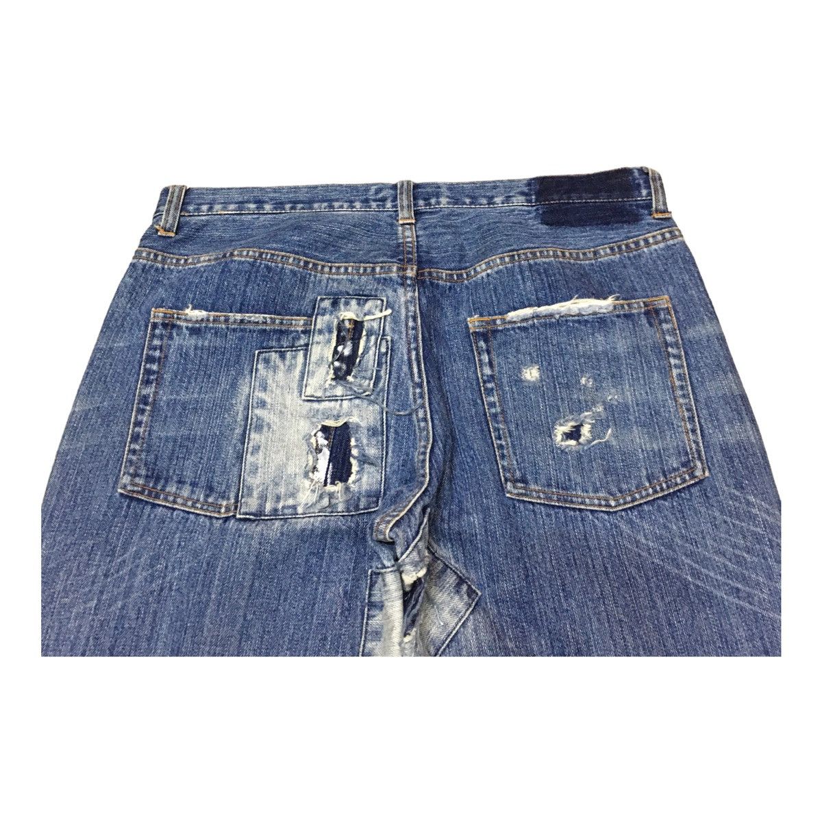 If Six Was Nine × Japanese Brand Rare Design Vintage Brand Zerosail Sashiko Boro Jeans 1990s Size US 33 - 4 Thumbnail