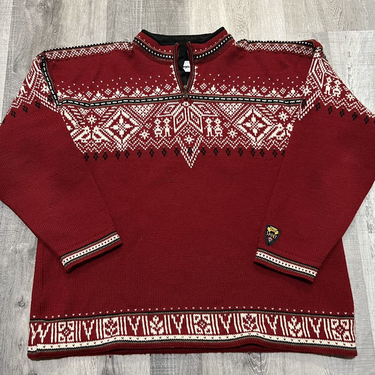 Vintage Dale of Norway Red 90s Fair Isle Wool Nordic Sweater | Grailed