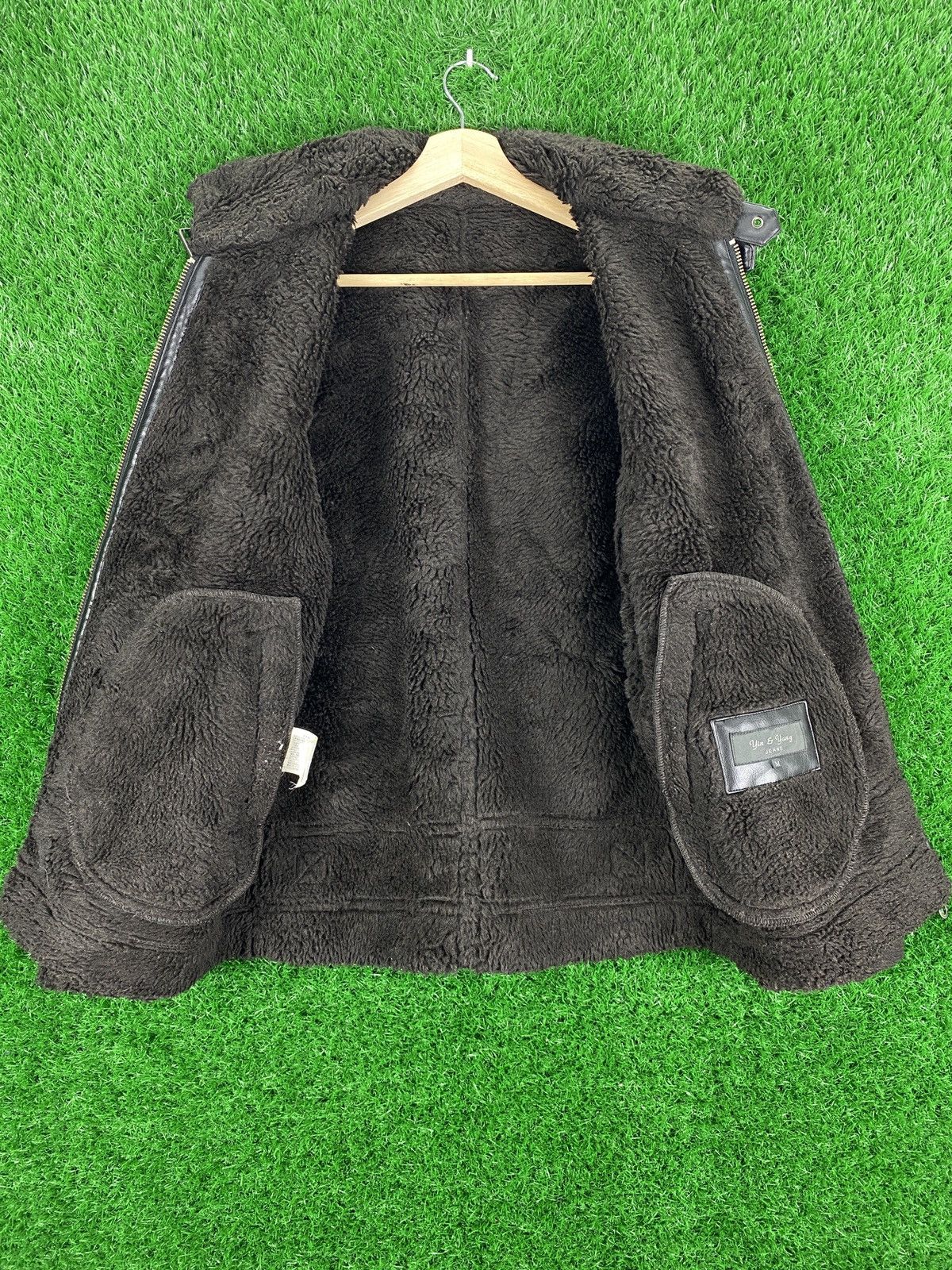 Japanese Brand × Vintage Vintage Yin & Yang Jeans Leather Jacket Sherpa Size US M / EU 48-50 / 2 - 7 Thumbnail