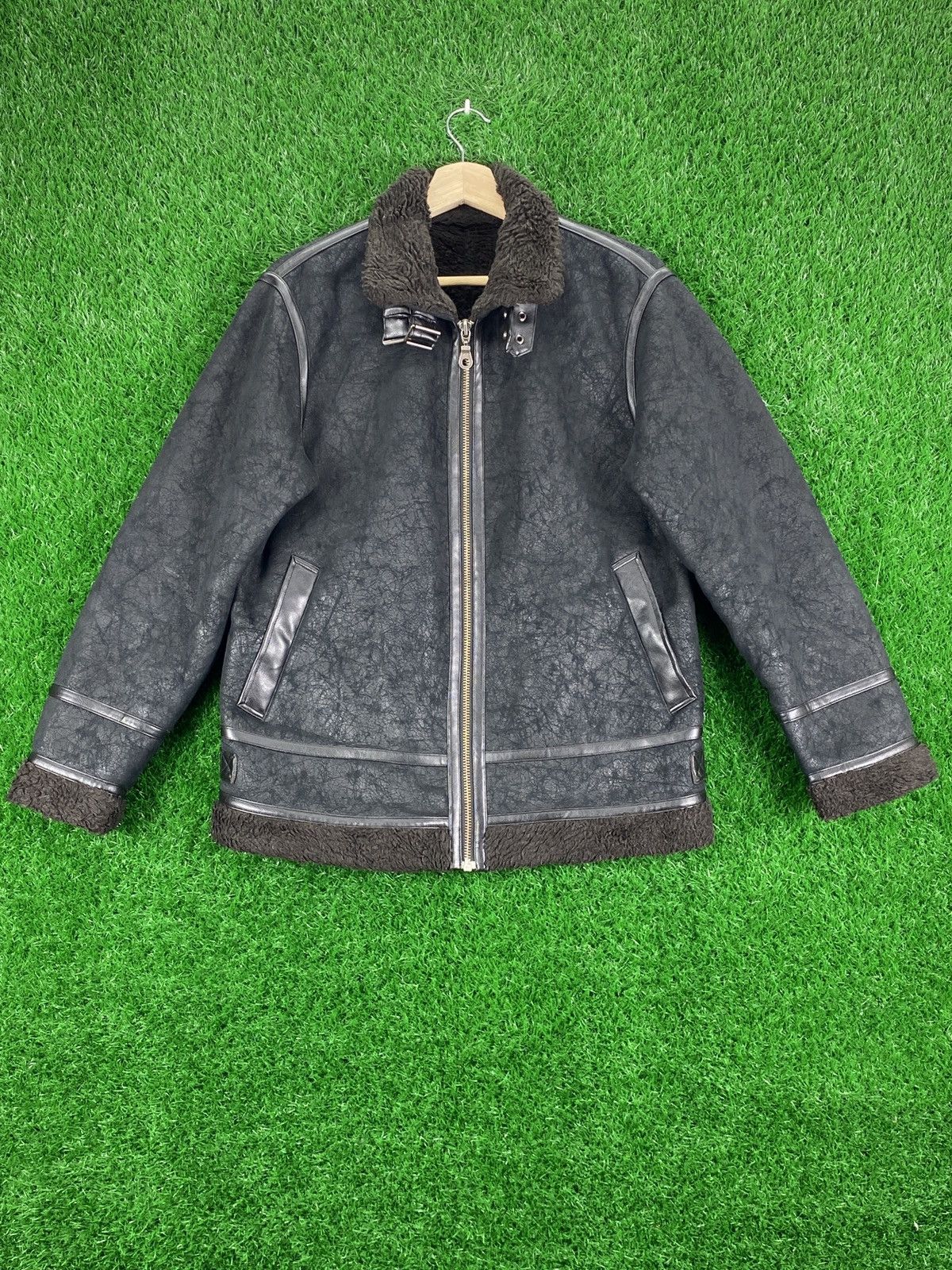 Japanese Brand × Vintage Vintage Yin & Yang Jeans Leather Jacket Sherpa Size US M / EU 48-50 / 2 - 1 Thumbnail