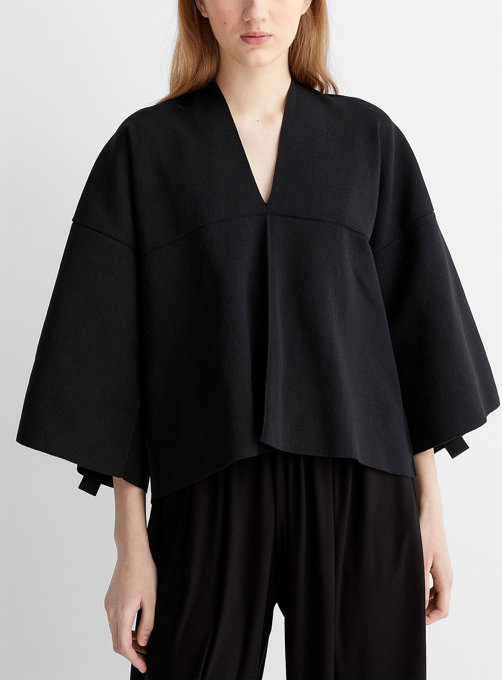 image of Ss21 Issey Miyake Grid On Grid V Neck Sweater 2 in Black, Men's (Size Medium)
