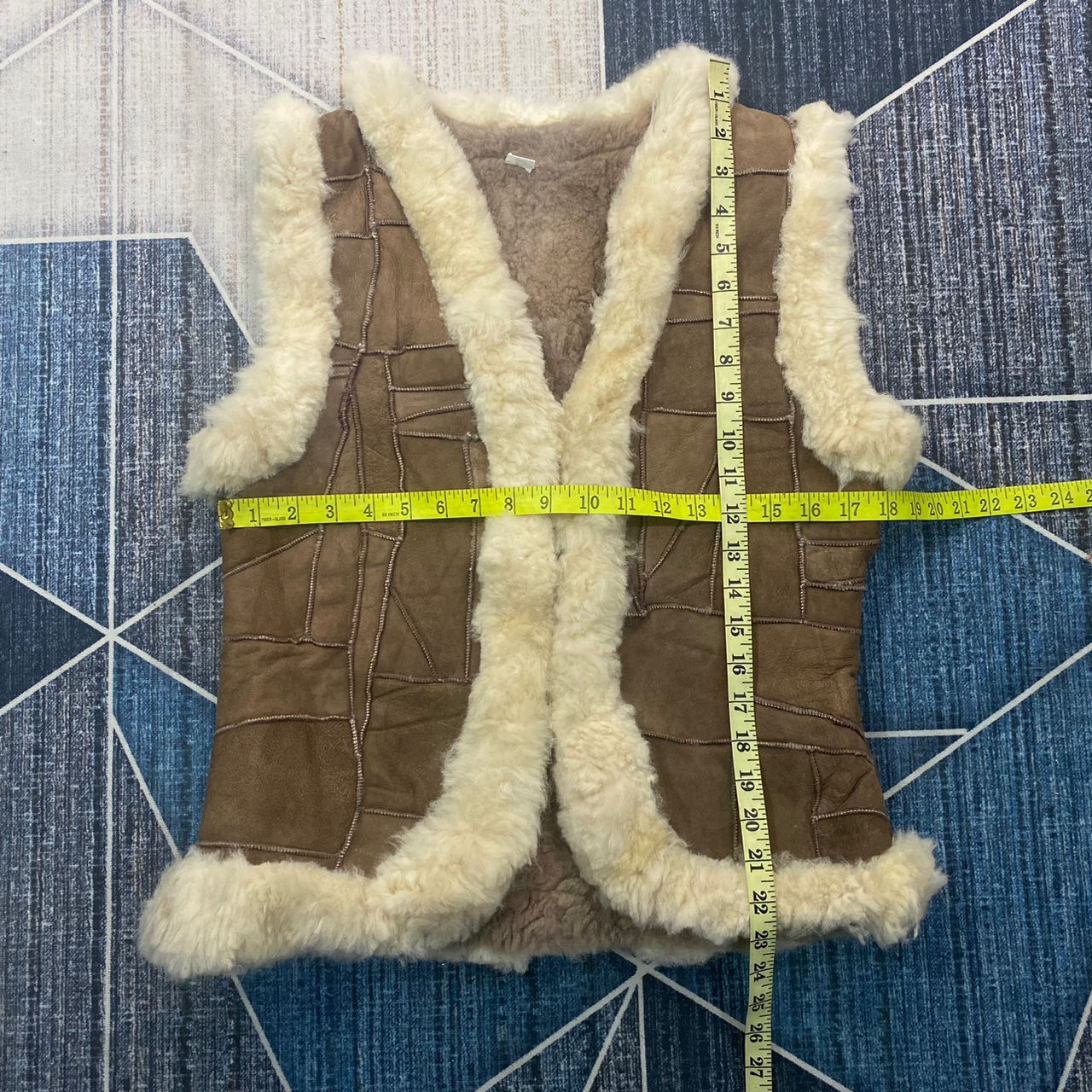 If Six Was Nine × Japanese Brand × Le Grande Bleu (L.G.B.) Patchwork Sheep Leather Shearling Vest Jacket Size XS / US 0-2 / IT 36-38 - 9 Thumbnail