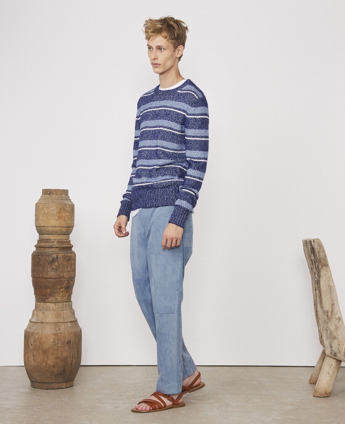 BNWT SS22 OFFICINE GENERALE MARCO HTR STRIPED SWEATER L