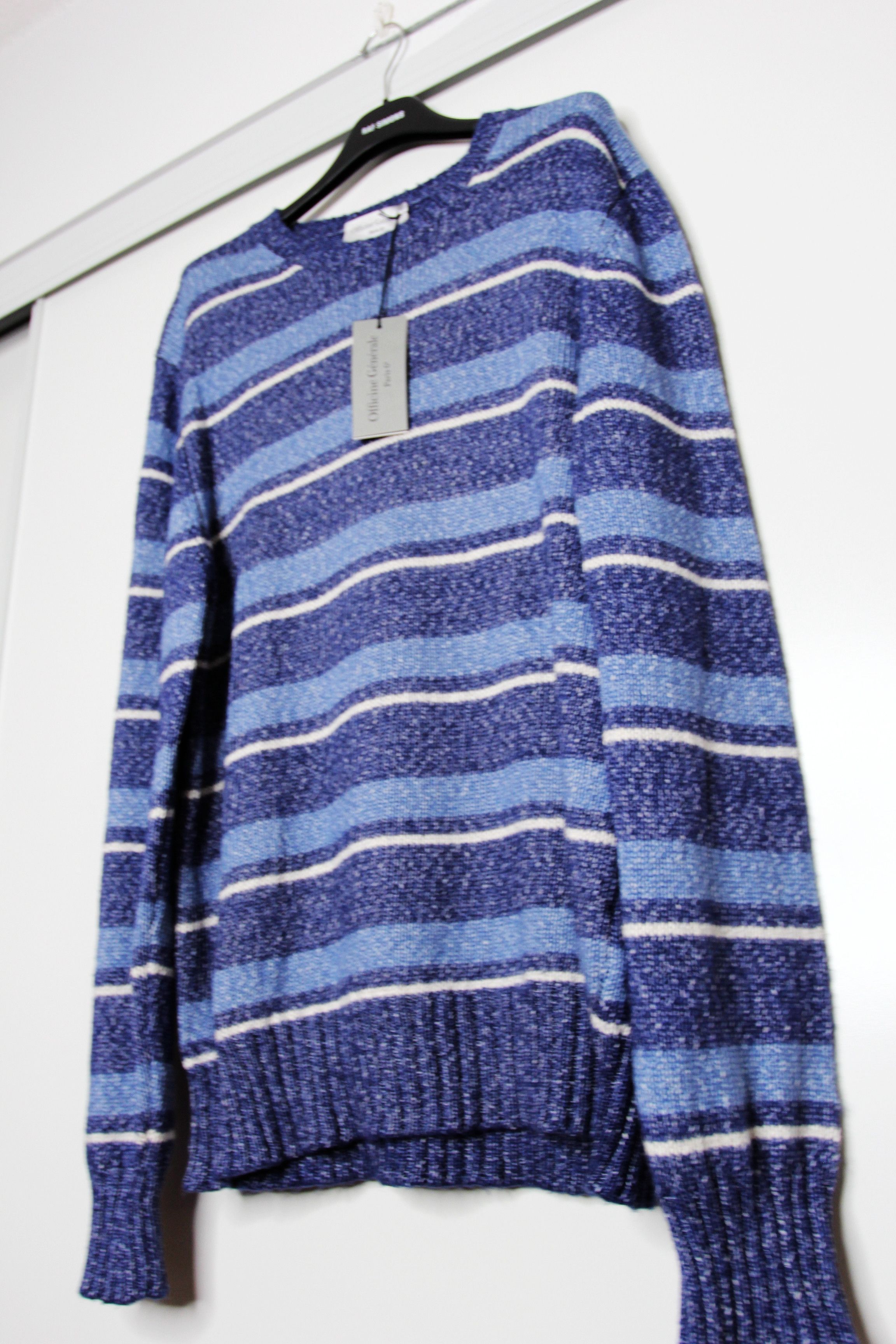 BNWT SS22 OFFICINE GENERALE MARCO HTR STRIPED SWEATER L