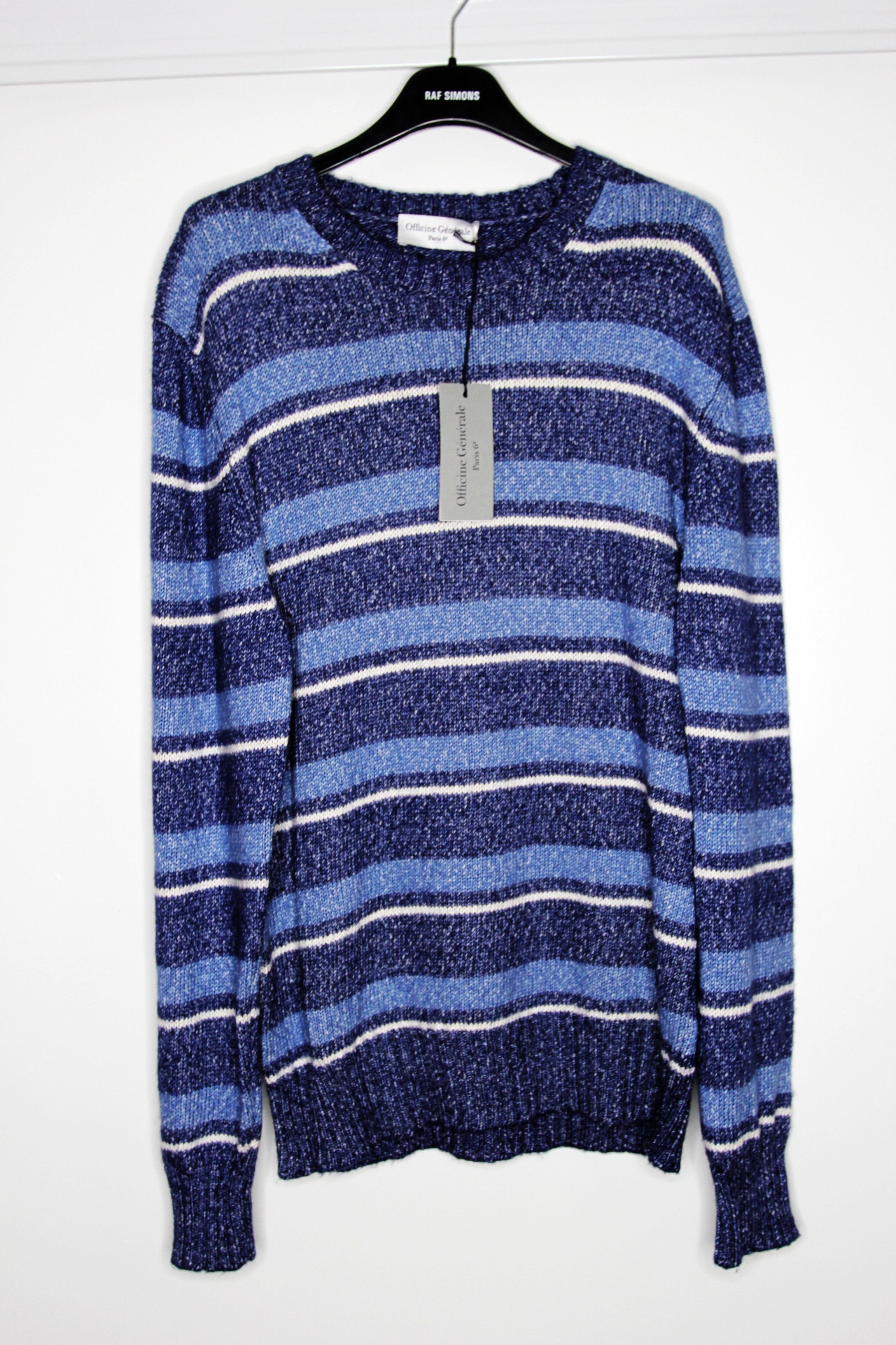 BNWT SS22 OFFICINE GENERALE MARCO HTR STRIPED SWEATER L