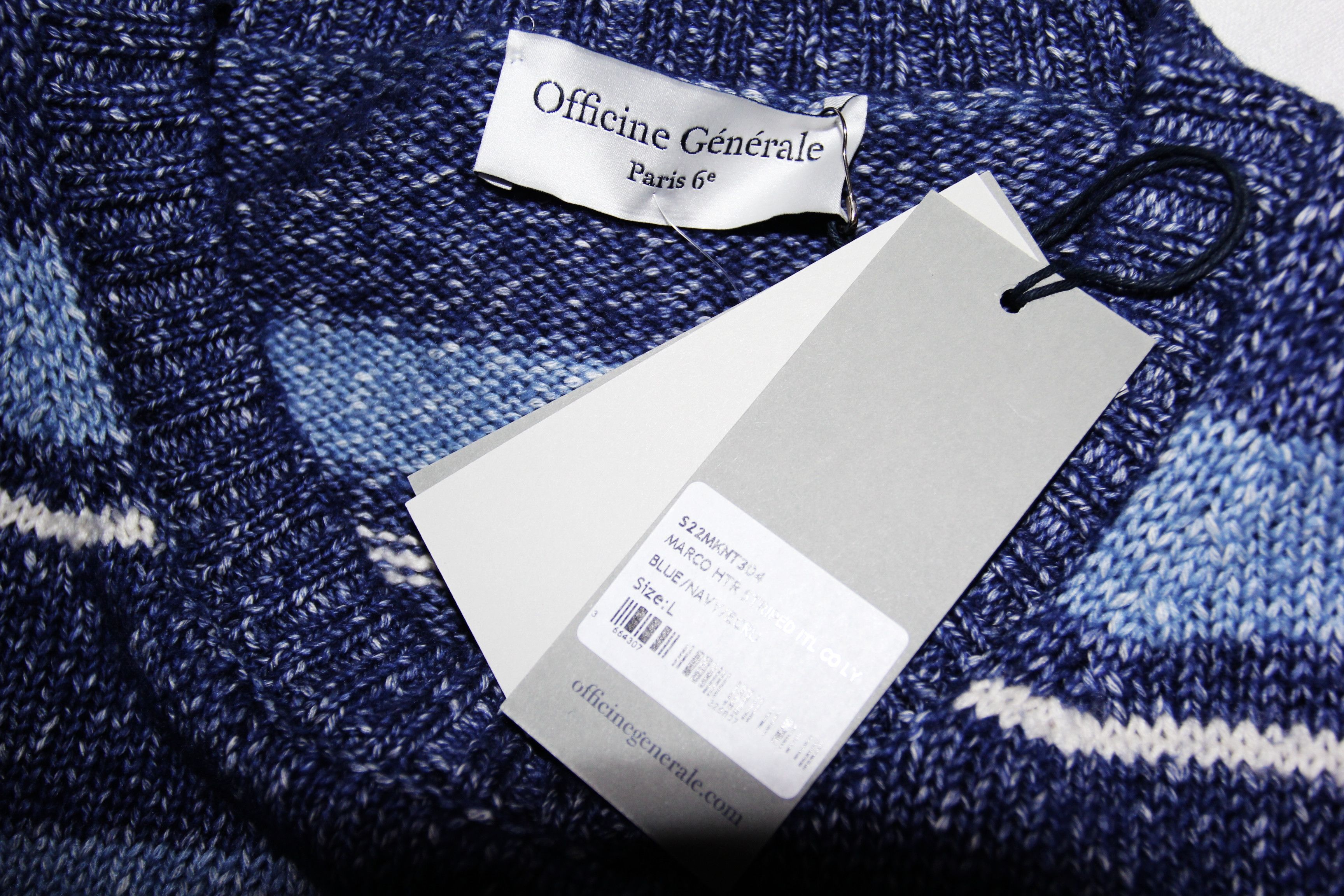 BNWT SS22 OFFICINE GENERALE MARCO HTR STRIPED SWEATER L