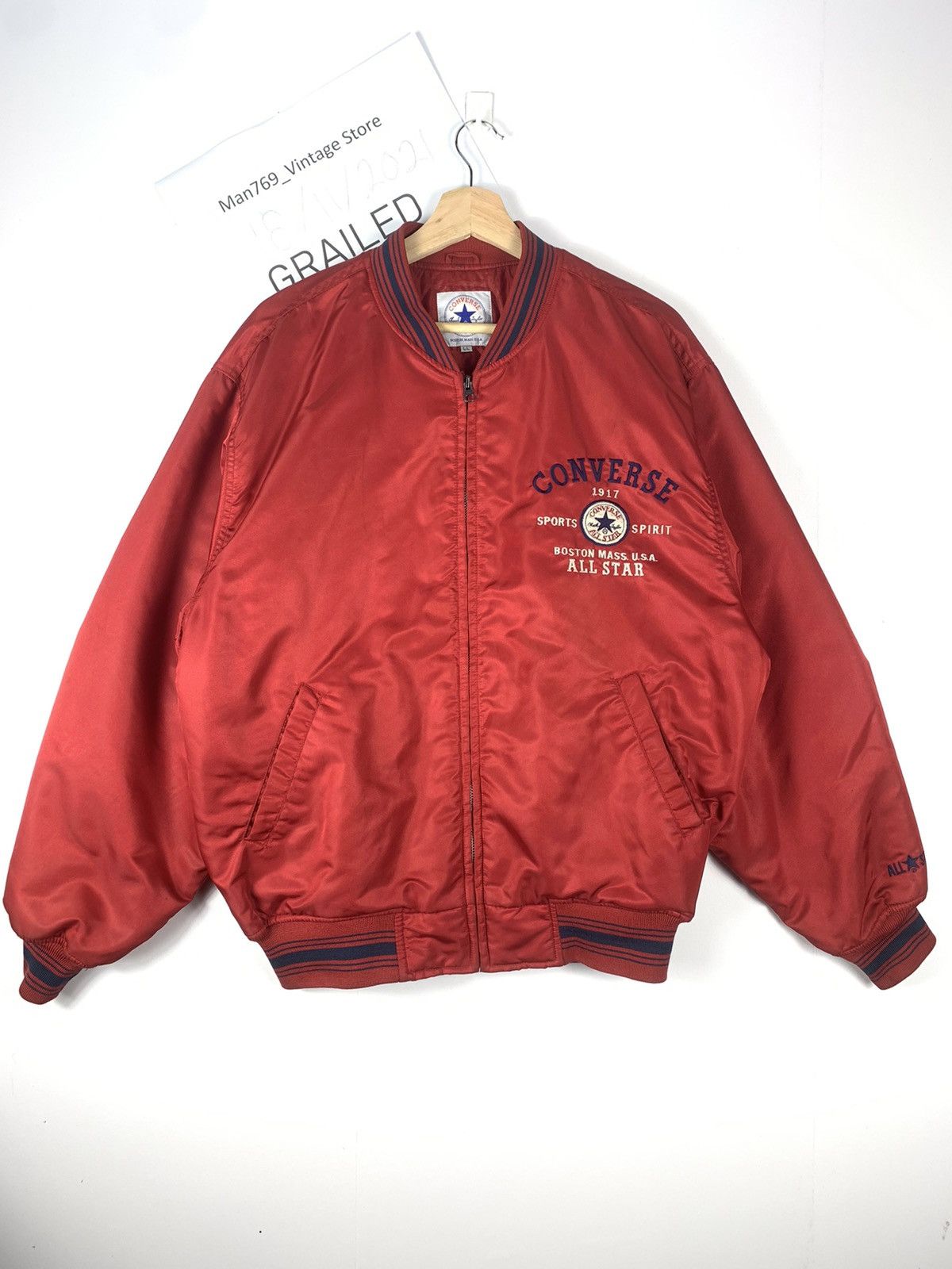 Converse Vintage Converse Bomber Jacket Embroidered Sweater Size US L / EU 52-54 / 3 - 2 Thumbnail