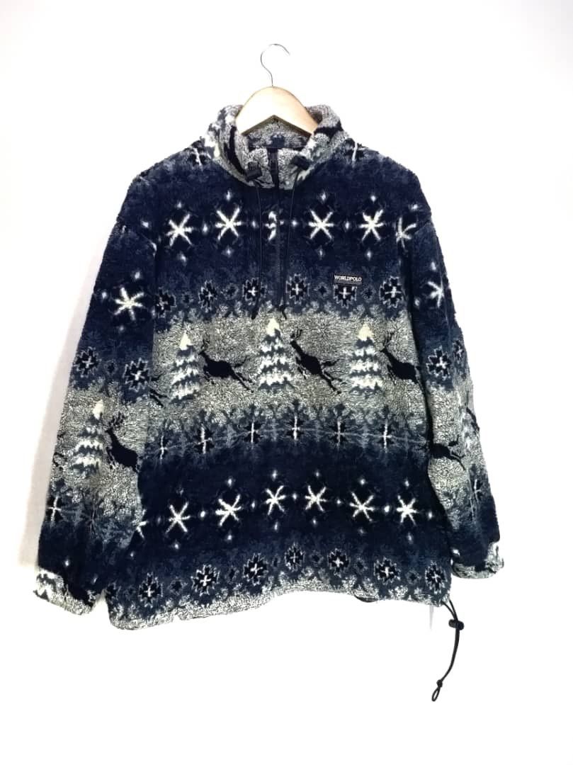 Vintage LUXURY VINTAGE WORLD POLO WINTER DEER SHERPA FLEECE NAVAJO Size US L / EU 52-54 / 3 - 1 Thumbnail