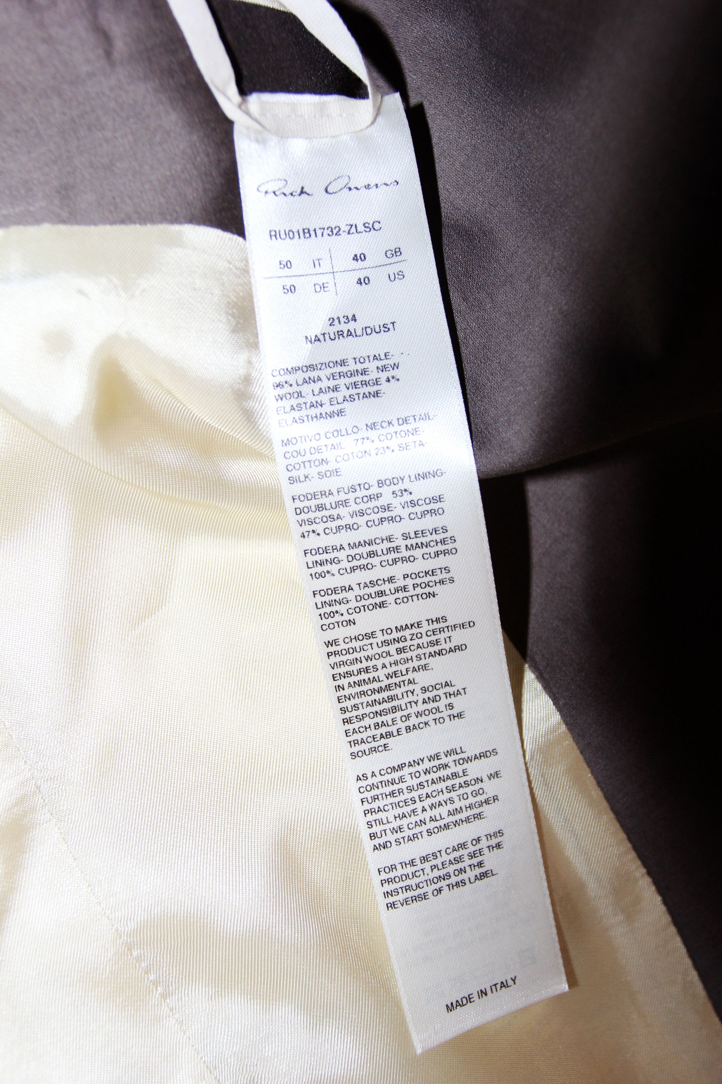 Rick Owens BNWT SS22 RICK OWENS "FOACHINE" WALRUS TUX JACKET 50 Size US M / EU 48-50 / 2 - 11 Thumbnail