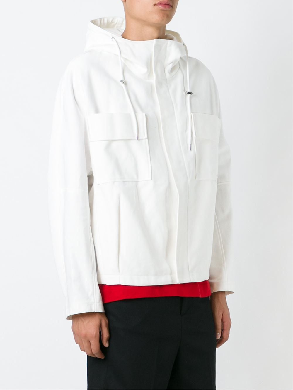 image of Ss16 Raf Simons Short Hooded Jacket 48 in White, Men's (Size Medium)