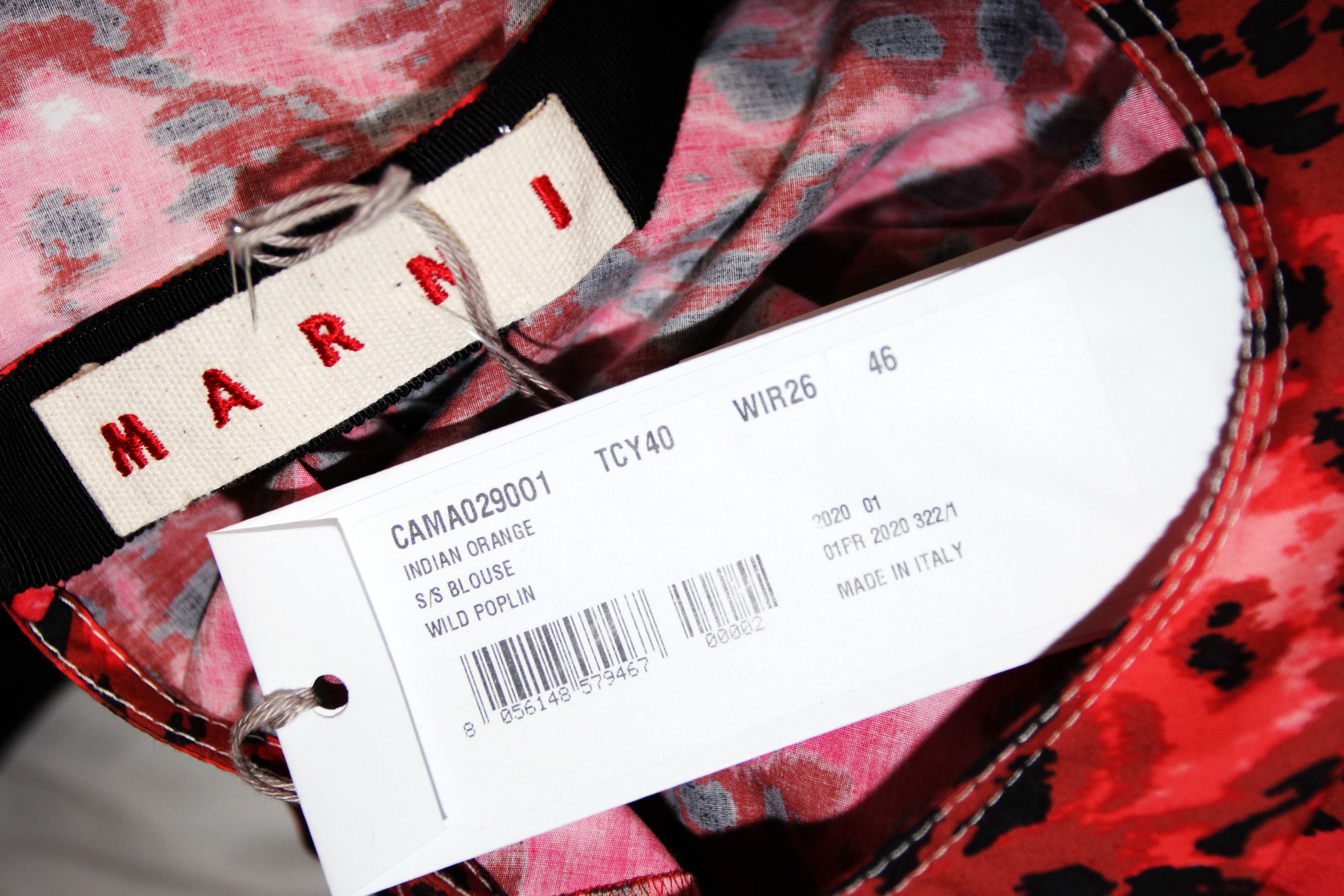 Marni BNWT SS20 MARNI INDIAN ORANGE WILD POPLIN BLOUSE 46 Size US S / EU 44-46 / 1 - 6 Thumbnail
