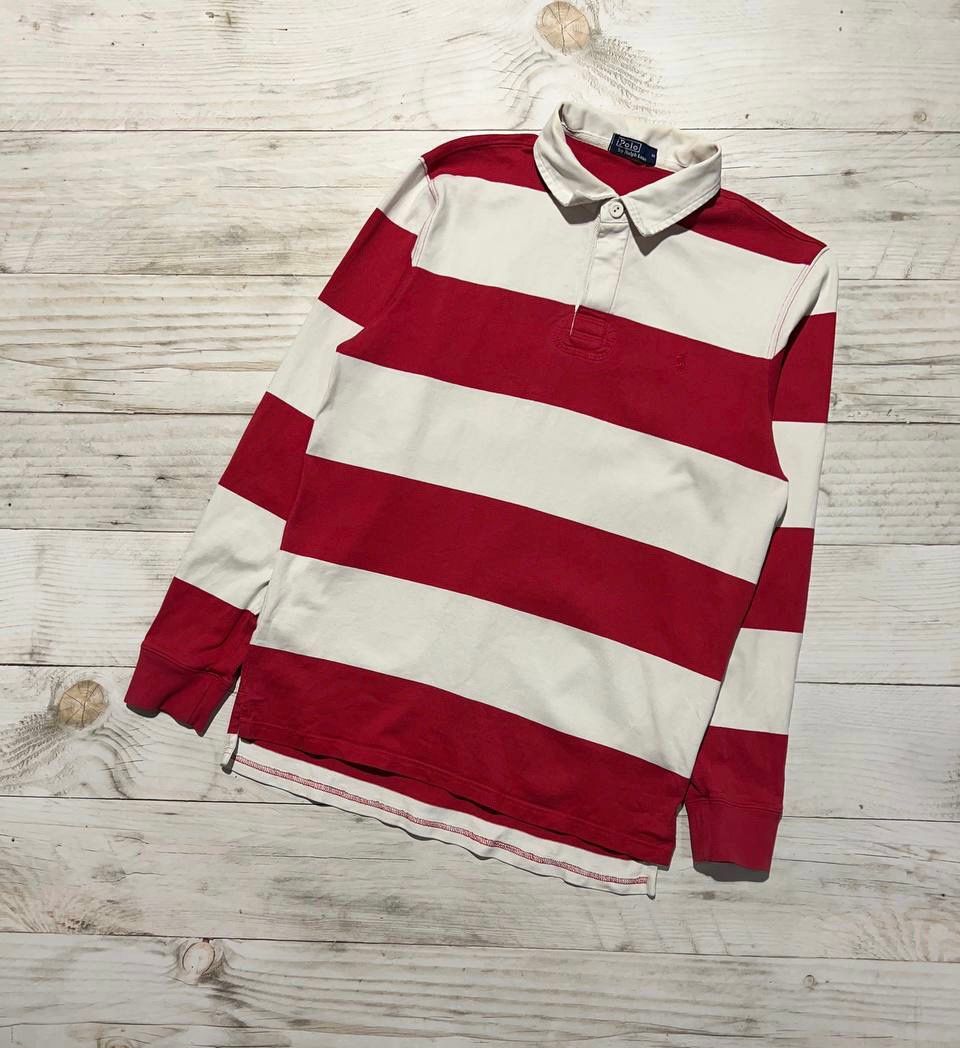 Pre-owned Polo Ralph Lauren X Vintage Polo Ralph Laurent Rugby Shirt Long Sleeve Striped In Red/white