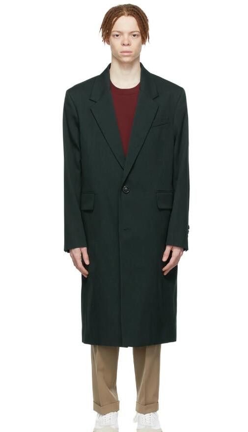 AMI BNWT SS22 AMI DARK GREEN WOOL GABARDINE COAT 50 Size US M / EU 48-50 / 2 - 1 Thumbnail