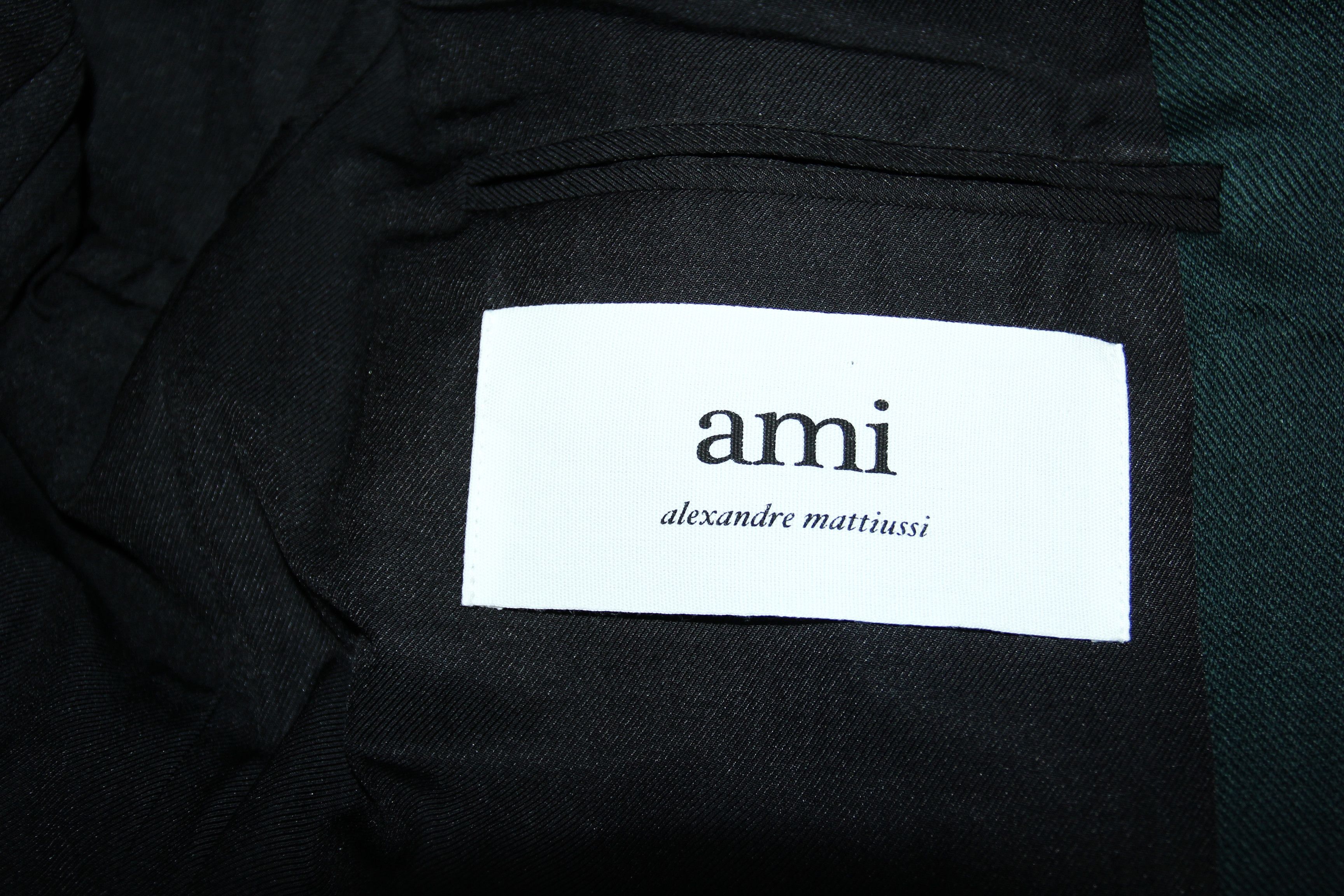 AMI BNWT SS22 AMI DARK GREEN WOOL GABARDINE COAT 50 Size US M / EU 48-50 / 2 - 8 Thumbnail