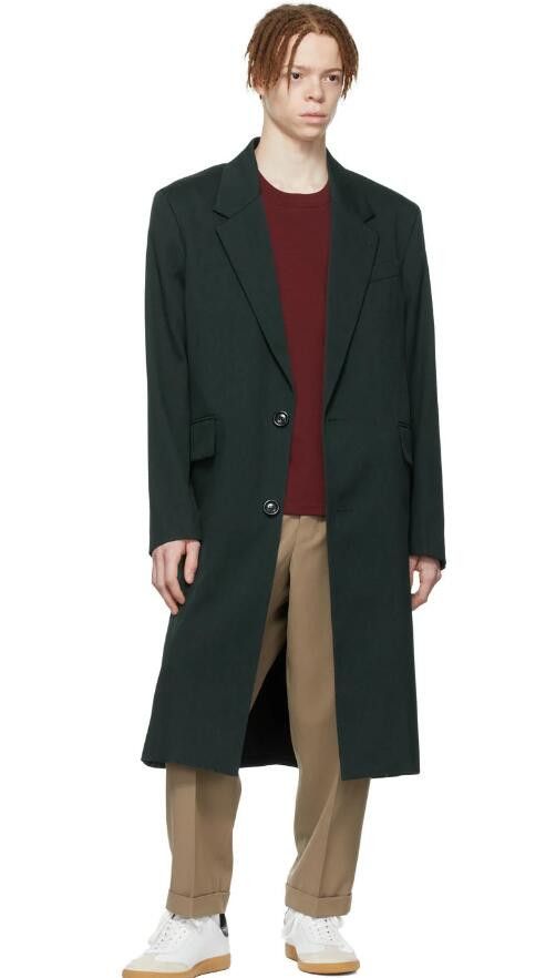 AMI BNWT SS22 AMI DARK GREEN WOOL GABARDINE COAT 50 Size US M / EU 48-50 / 2 - 12 Thumbnail