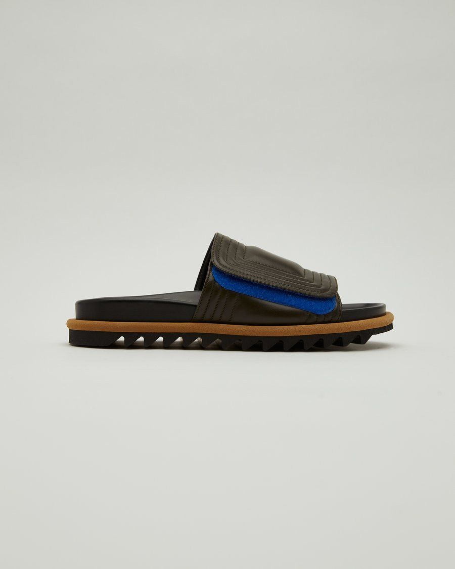 Dries Van Noten BNWT SS21 DRIES VAN NOTEN LEATHER STRAP SLIDERS OLIVE 44 Size US 11 / EU 44 - 10 Thumbnail