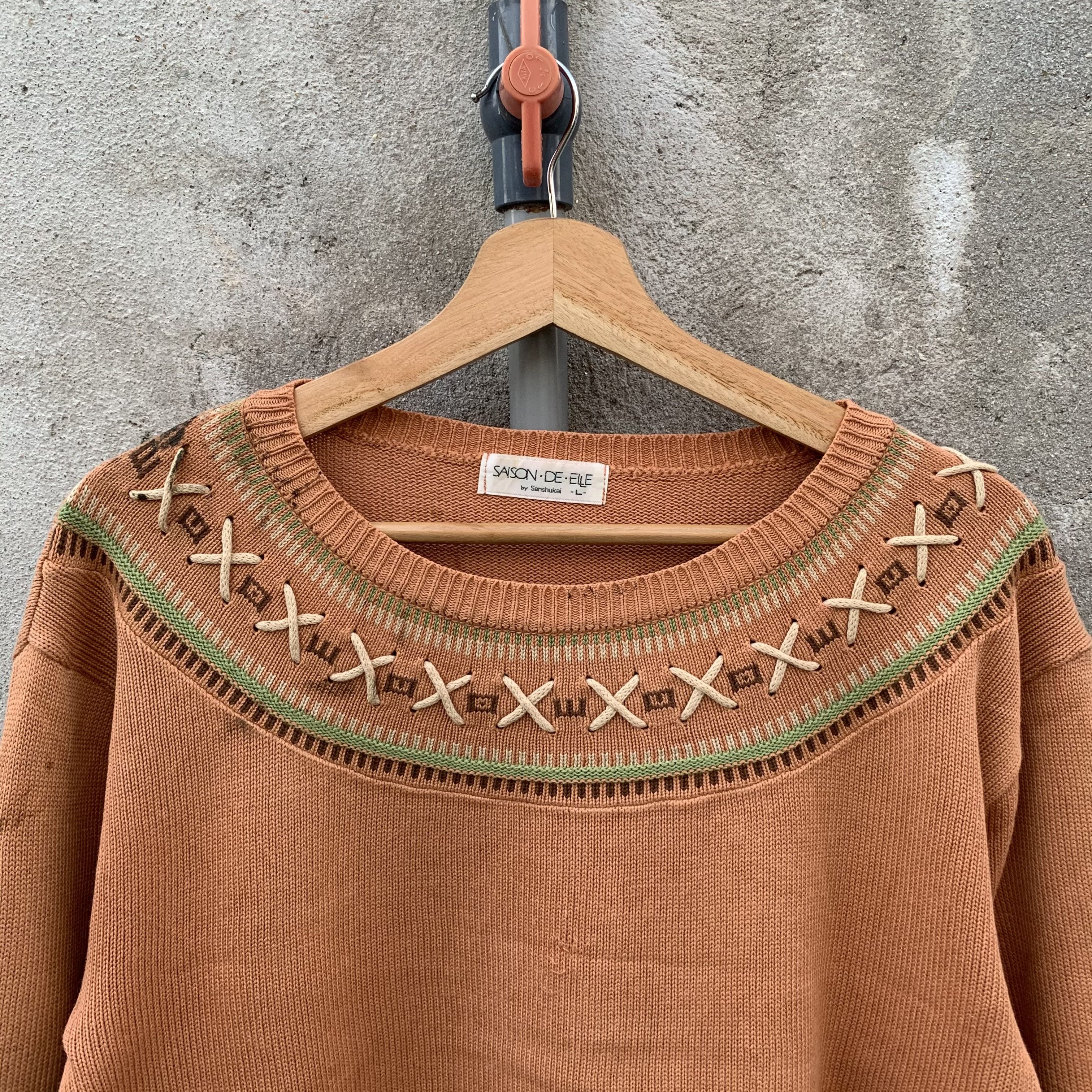 Homespun Knitwear Saison De Elle Knit Pullover Cropped Jumper Sweater Size M / US 6-8 / IT 42-44 - 2 Thumbnail