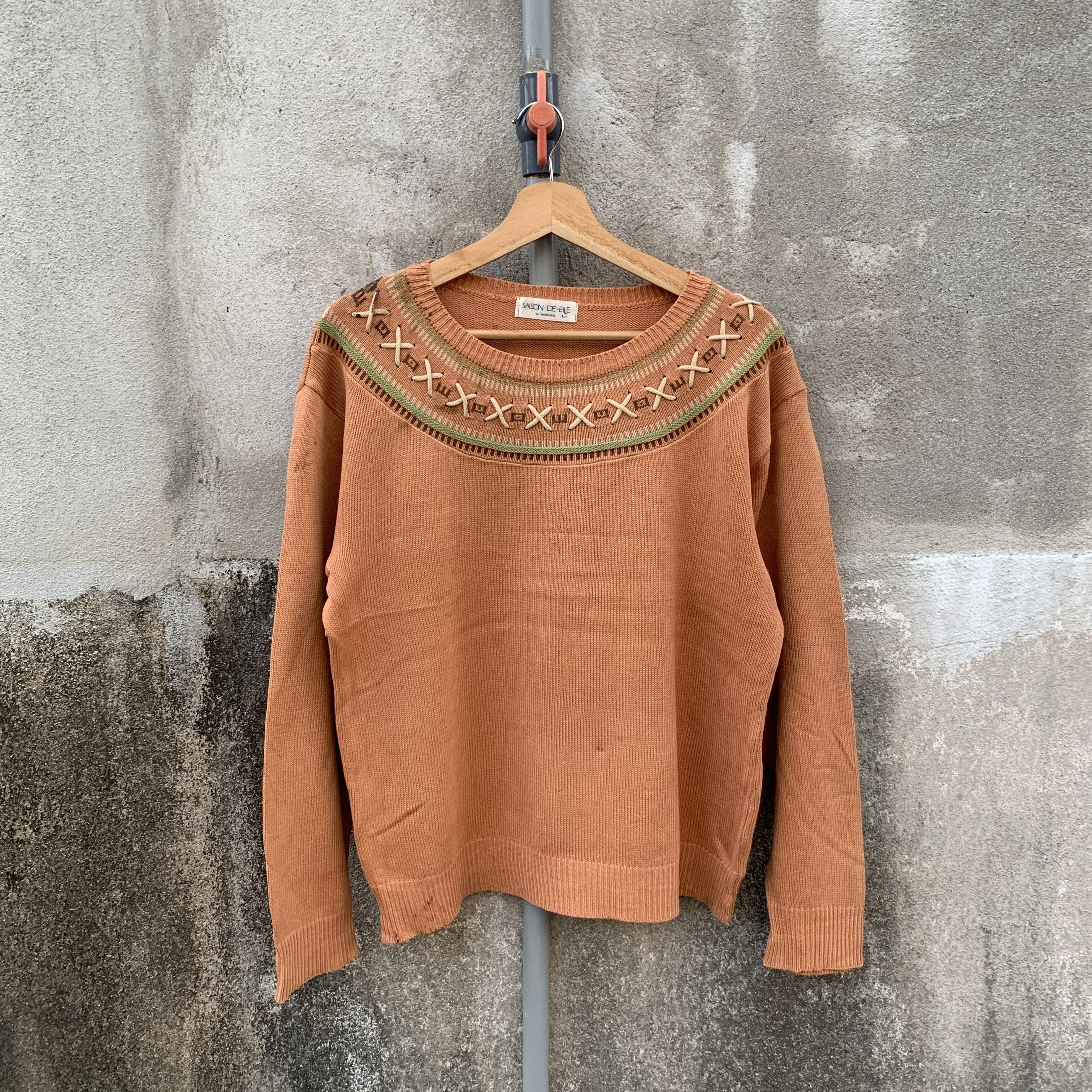 image of Coloured Cable Knit Sweater x Homespun Knitwear Saison De Elle Knit Pullover Cropped Jumper Sweater