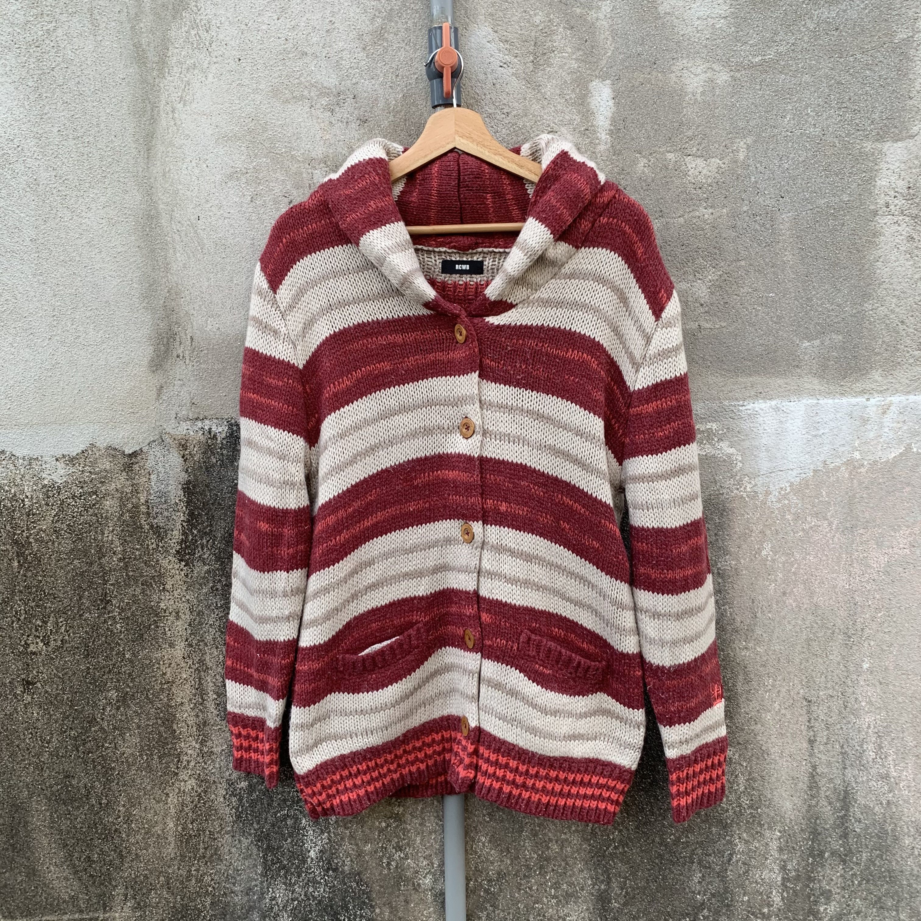 RCWB Brand Knit Jumper Striped Shawl Collar Cardigan