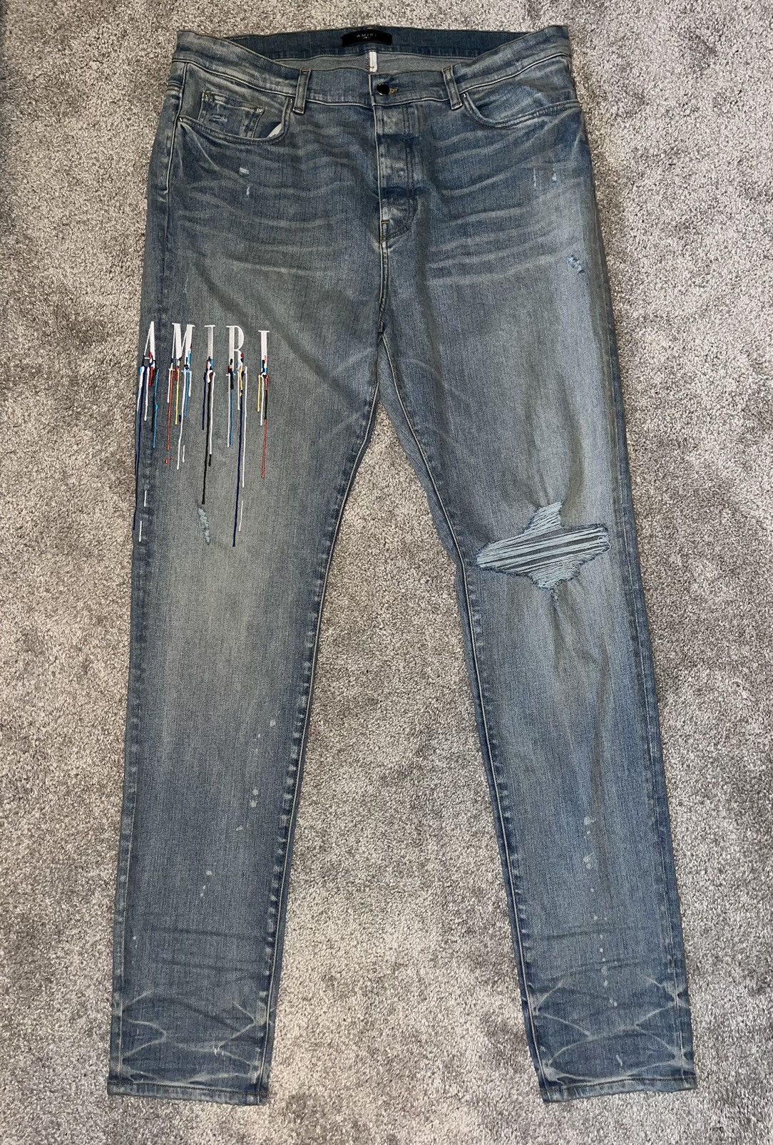 Amiri Amiri Paint Drip Logo Jeans Grailed