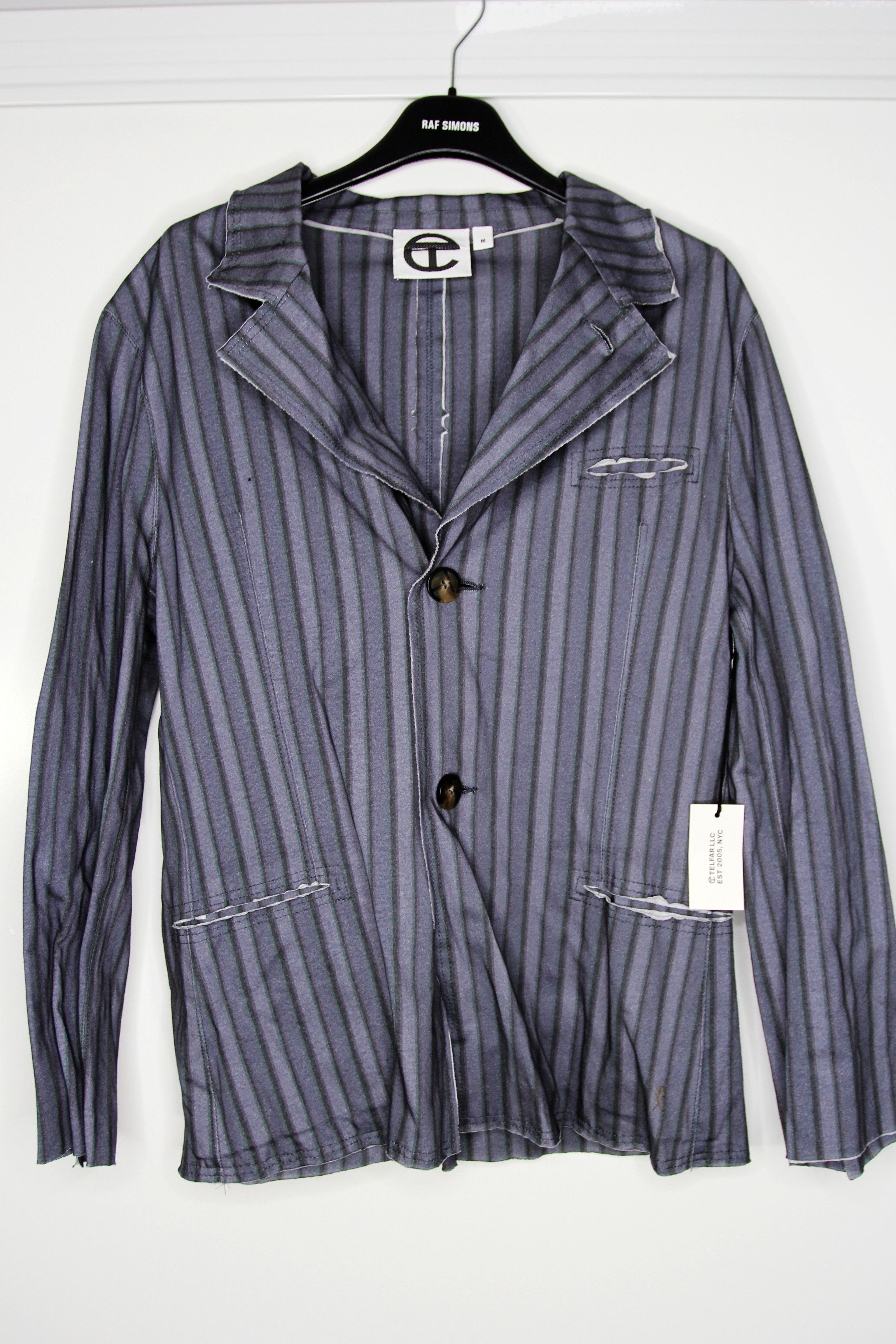 Telfar BNWT AW20 TELFAR RAW-CUT STRIPED JACKET M Size US M / EU 48-50 / 2 - 2 Thumbnail