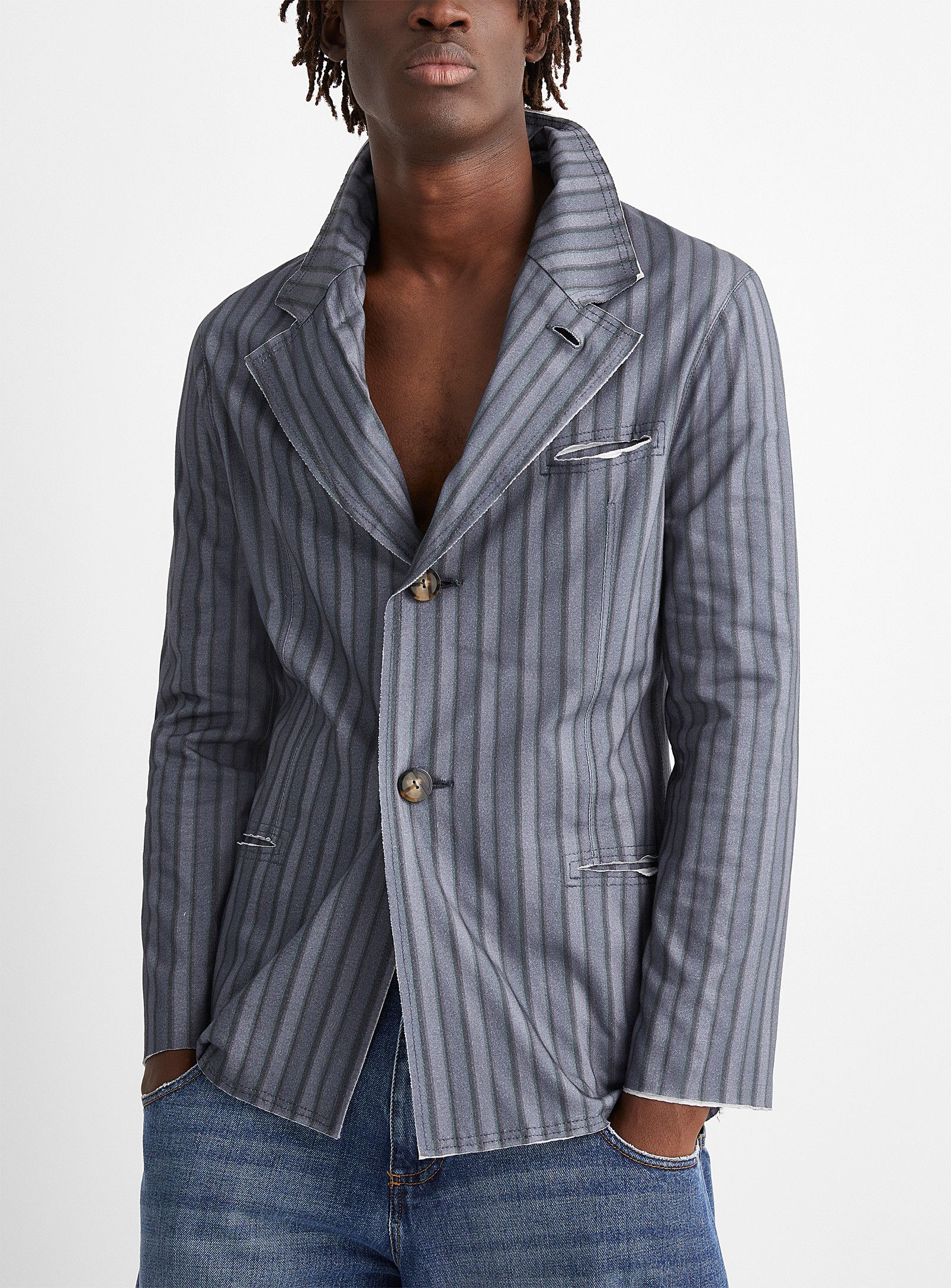 Telfar BNWT AW20 TELFAR RAW-CUT STRIPED JACKET M Size US M / EU 48-50 / 2 - 1 Thumbnail