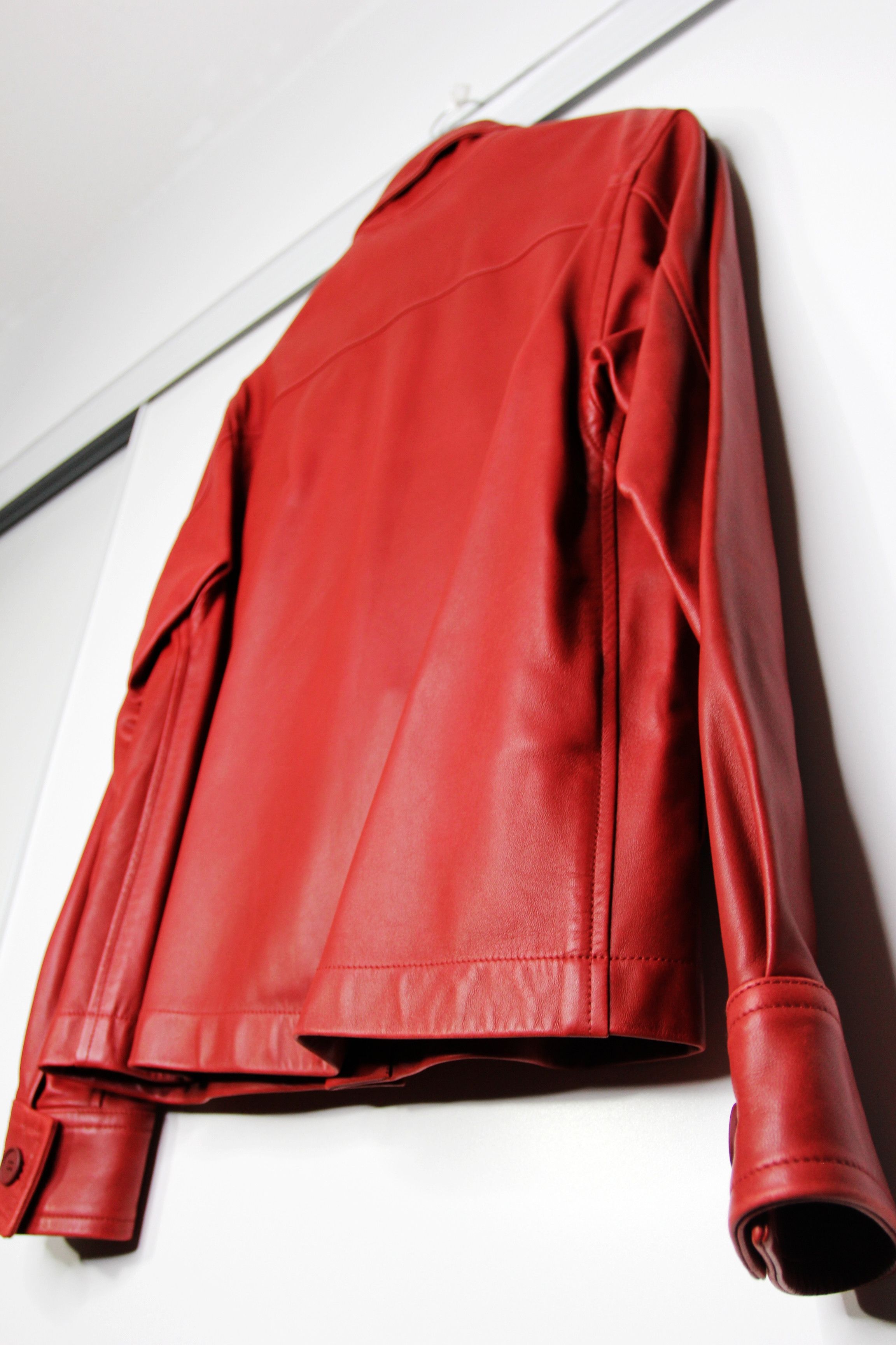 Marni SS17 MARNI RED OVINE LEATHER JACKET 50 Size US M / EU 48-50 / 2 - 10 Thumbnail