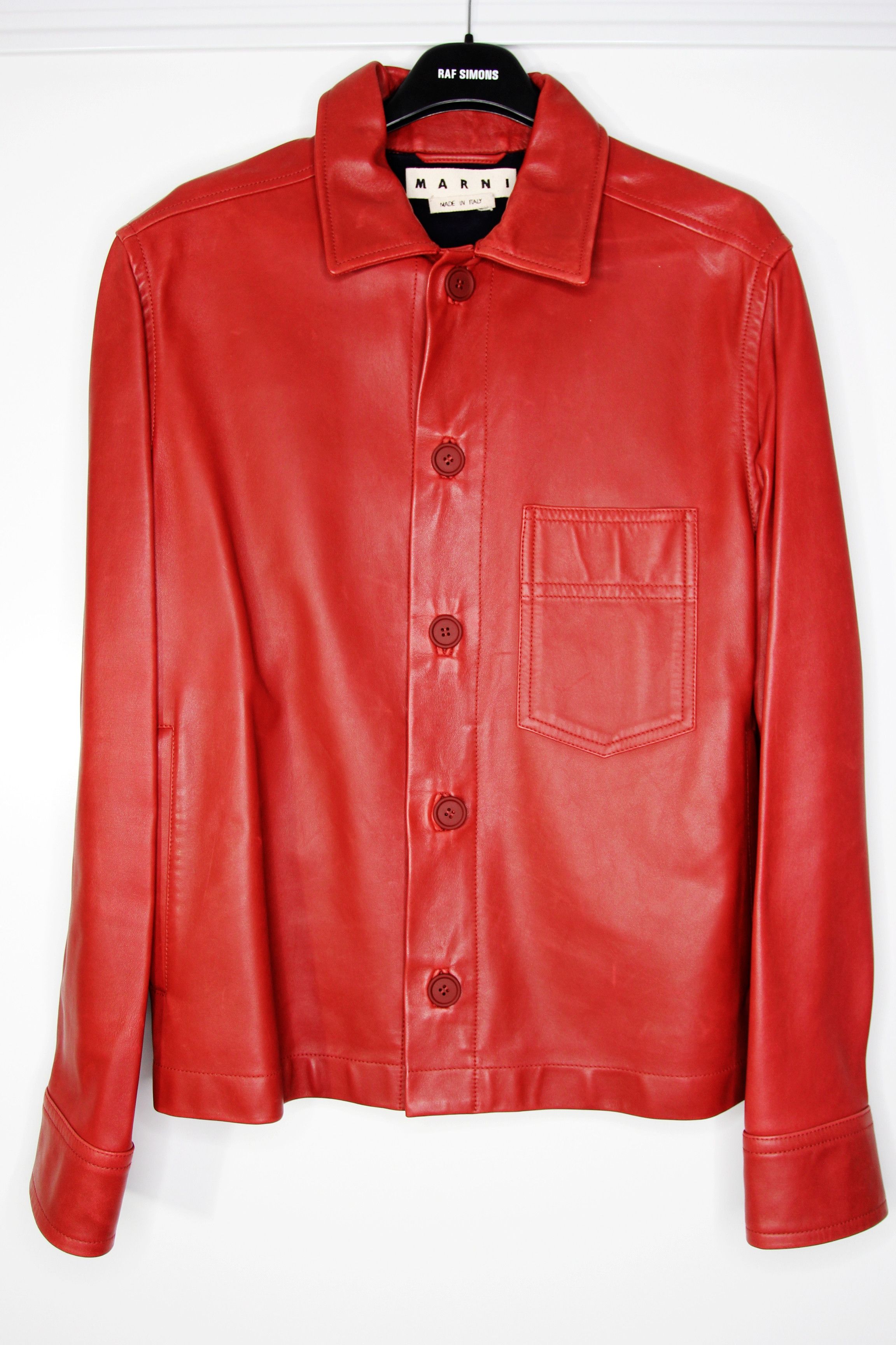 Marni SS17 MARNI RED OVINE LEATHER JACKET 50 Size US M / EU 48-50 / 2 - 2 Thumbnail