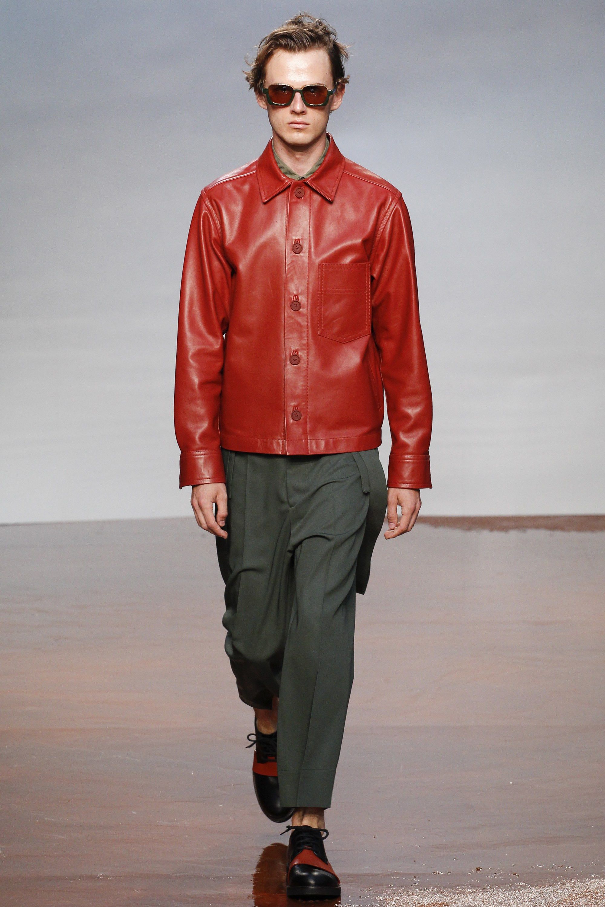 Marni SS17 MARNI RED OVINE LEATHER JACKET 50 Size US M / EU 48-50 / 2 - 1 Thumbnail