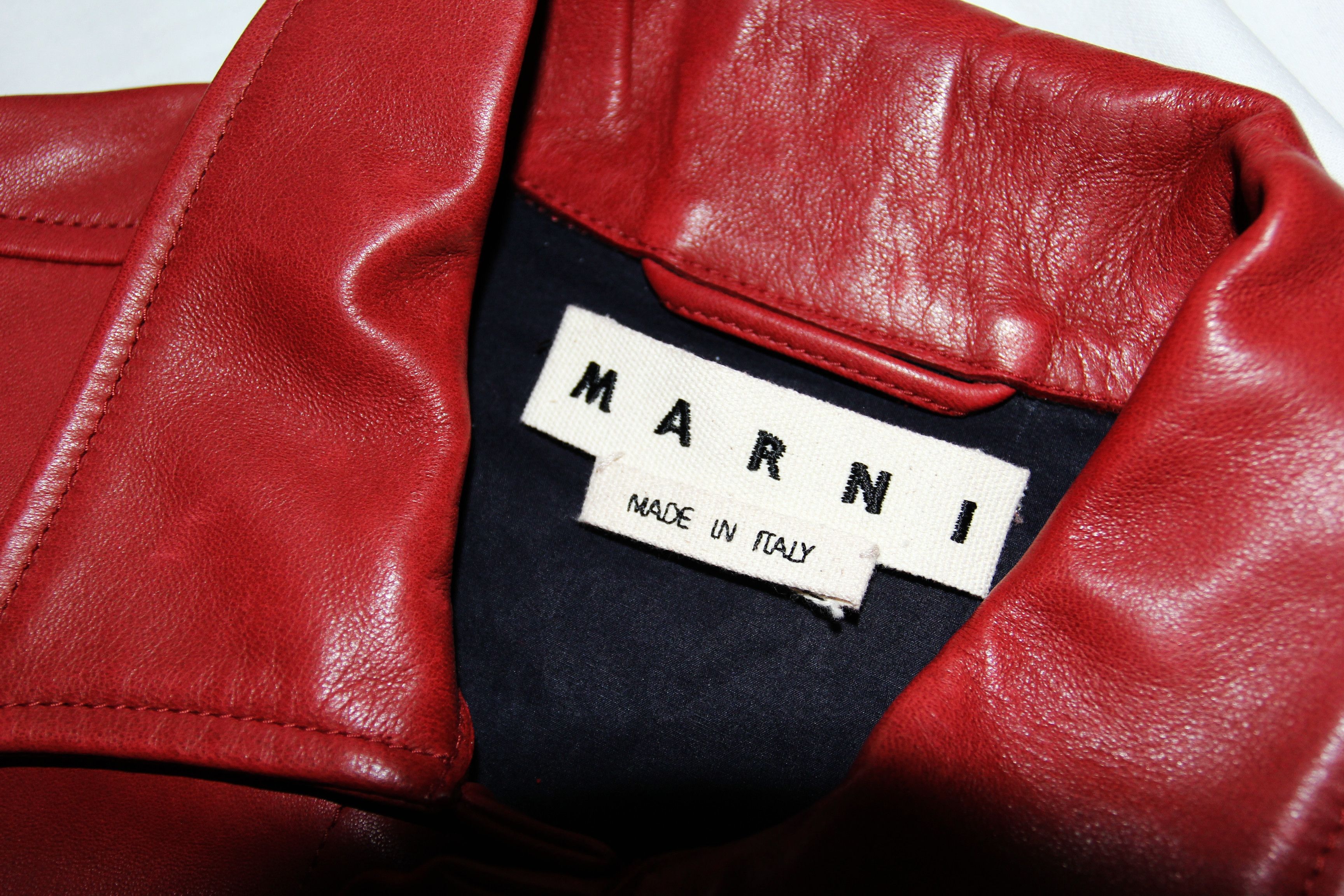 Marni SS17 MARNI RED OVINE LEATHER JACKET 50 Size US M / EU 48-50 / 2 - 11 Thumbnail