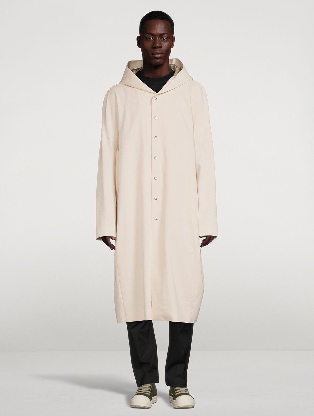 image of Ss22 Rick Owens "fogachine" Peter Snap Button Coat 50 in Natural, Men's (Size Medium)