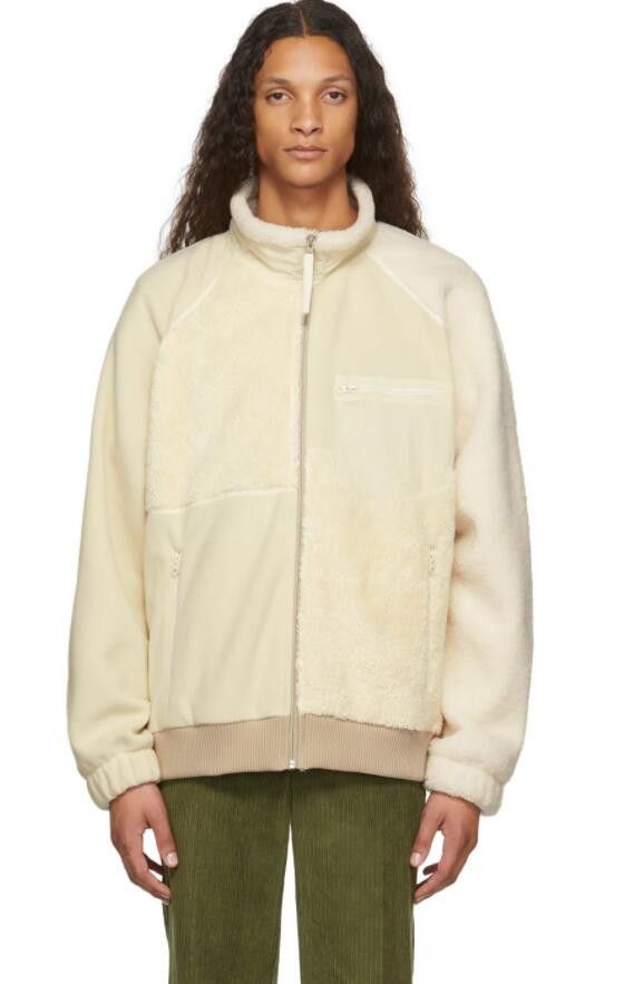 image of Aw21 Helmut Lang Pathwork Fleece Jacket XL in Off White, Men's