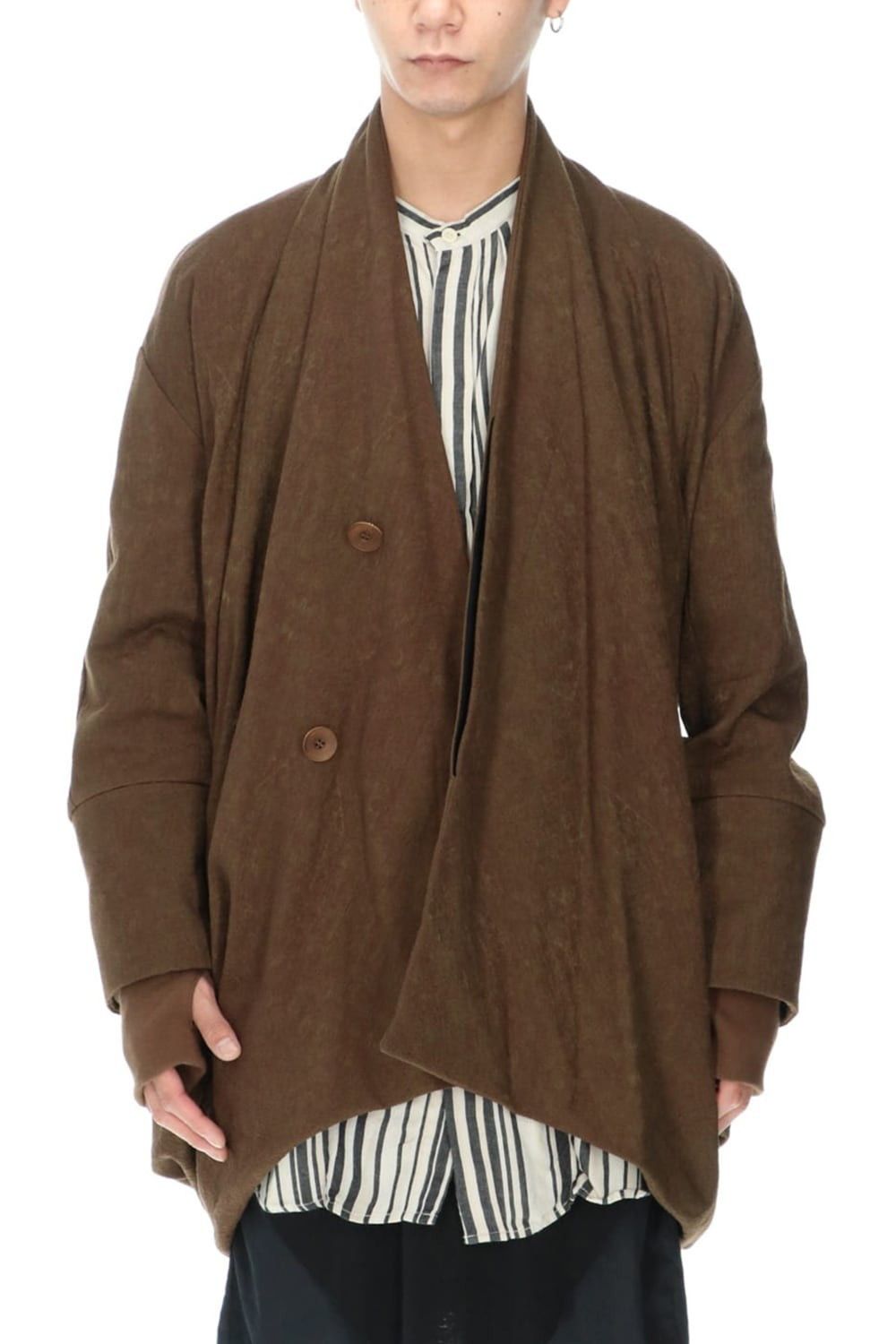 image of Aw20 Julius "dukkha" Drape Jacquard Blouson Jacket 2 in Brown, Men's (Size Medium)