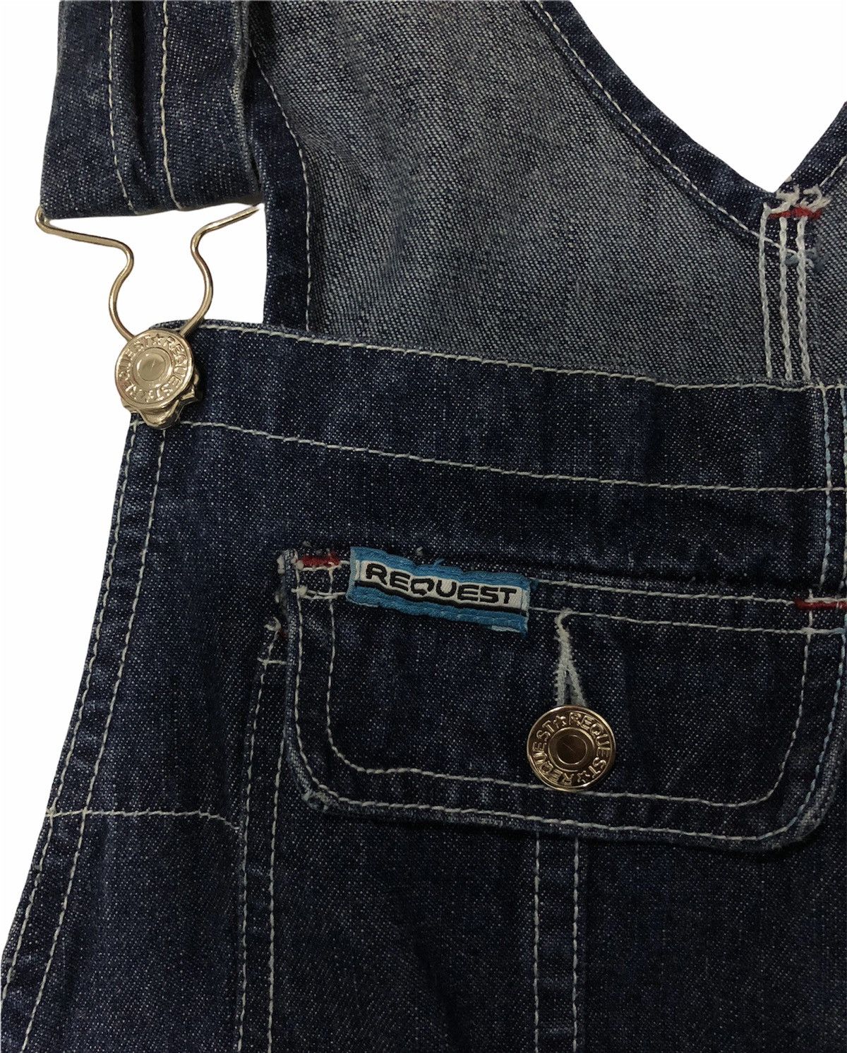 Japanese Brand × Request Jeans × Vintage Vintage Y2K Style REQUEST Denim Overalls – Size L Size US 34 / EU 50 - 7 Thumbnail